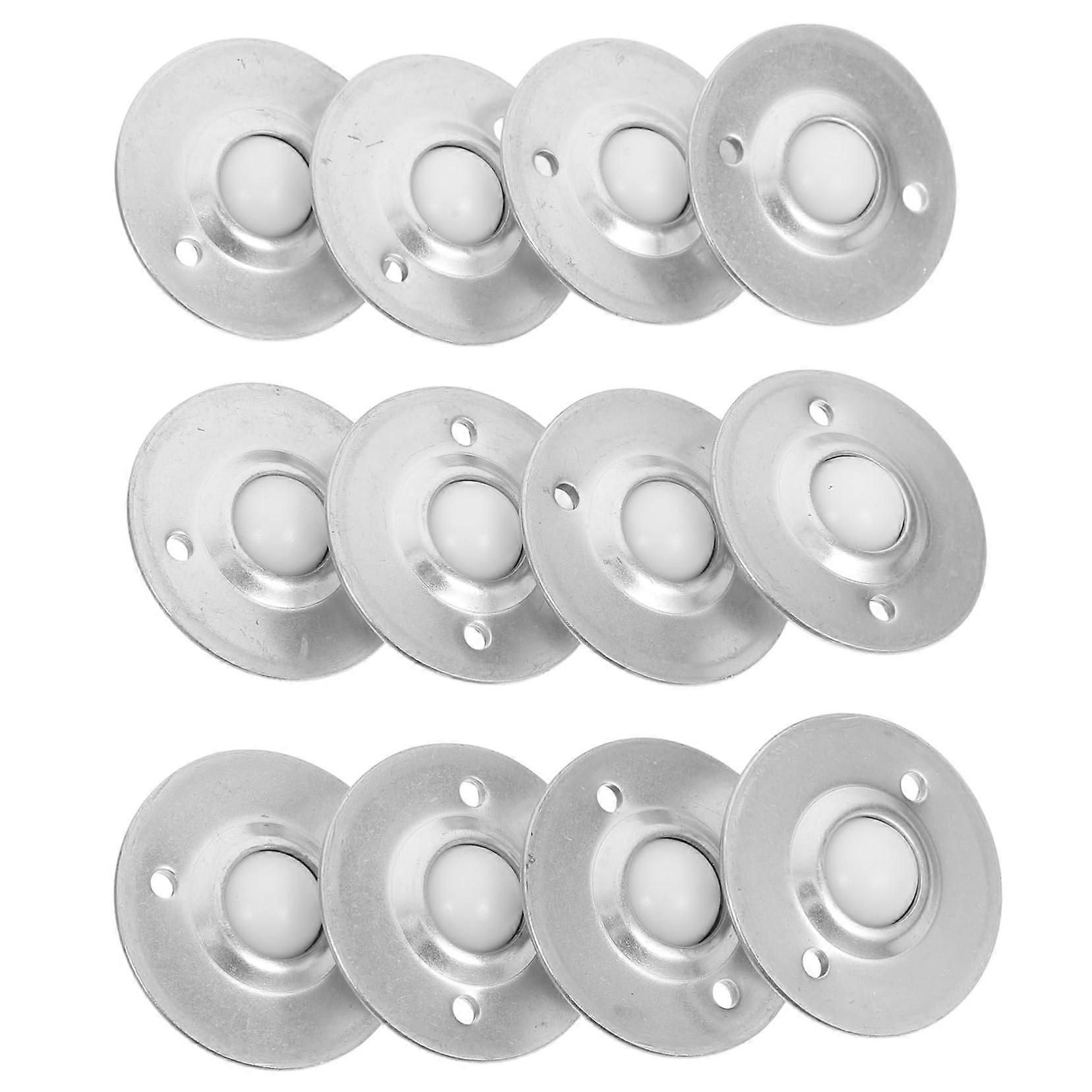 12 Pack Ball Bearing Shelf Wheels, Universal Steel Roller Casters for Furniture and Storage, Low Profile Design, Silver