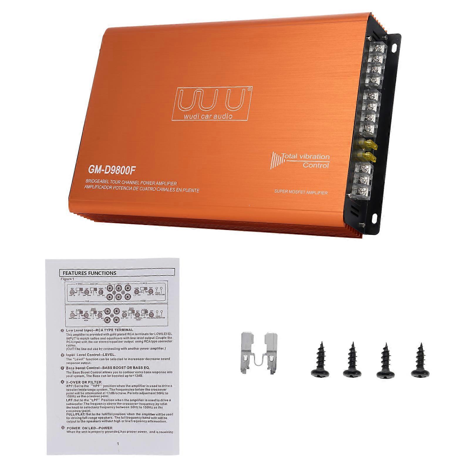 4 Channel Car Amplifier 4 x 100W Stable Audio Power Amplifier 4-16 Ohm High Performance Sound System for Vehicles