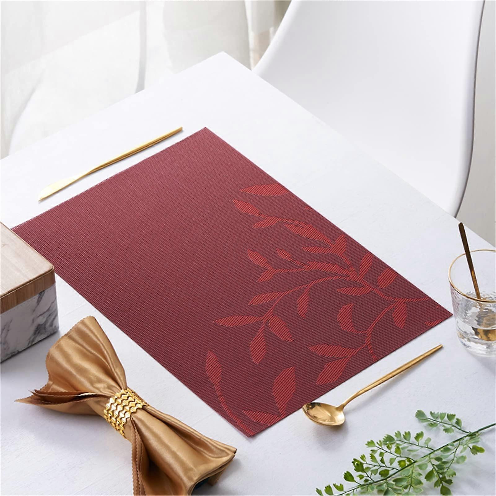 Rectangular Placemats Plastic Non Slip Scratch Resistant Easy Clean Outdoor 4 Pack Red