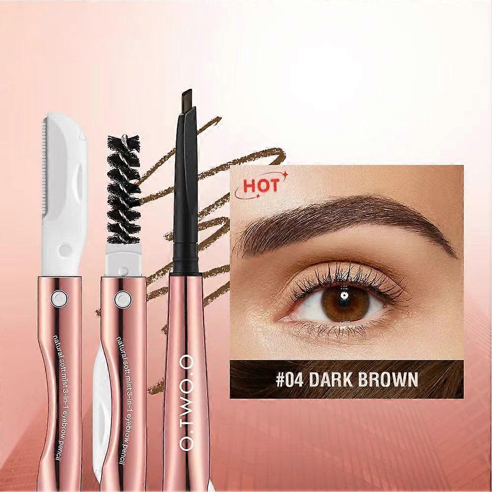 04 Dark Brown (D)$O.TWO.O Natural Soft Mist 3-in-1 Eyebrow Pencil Eyebrow Pencil Eyebrow Knife