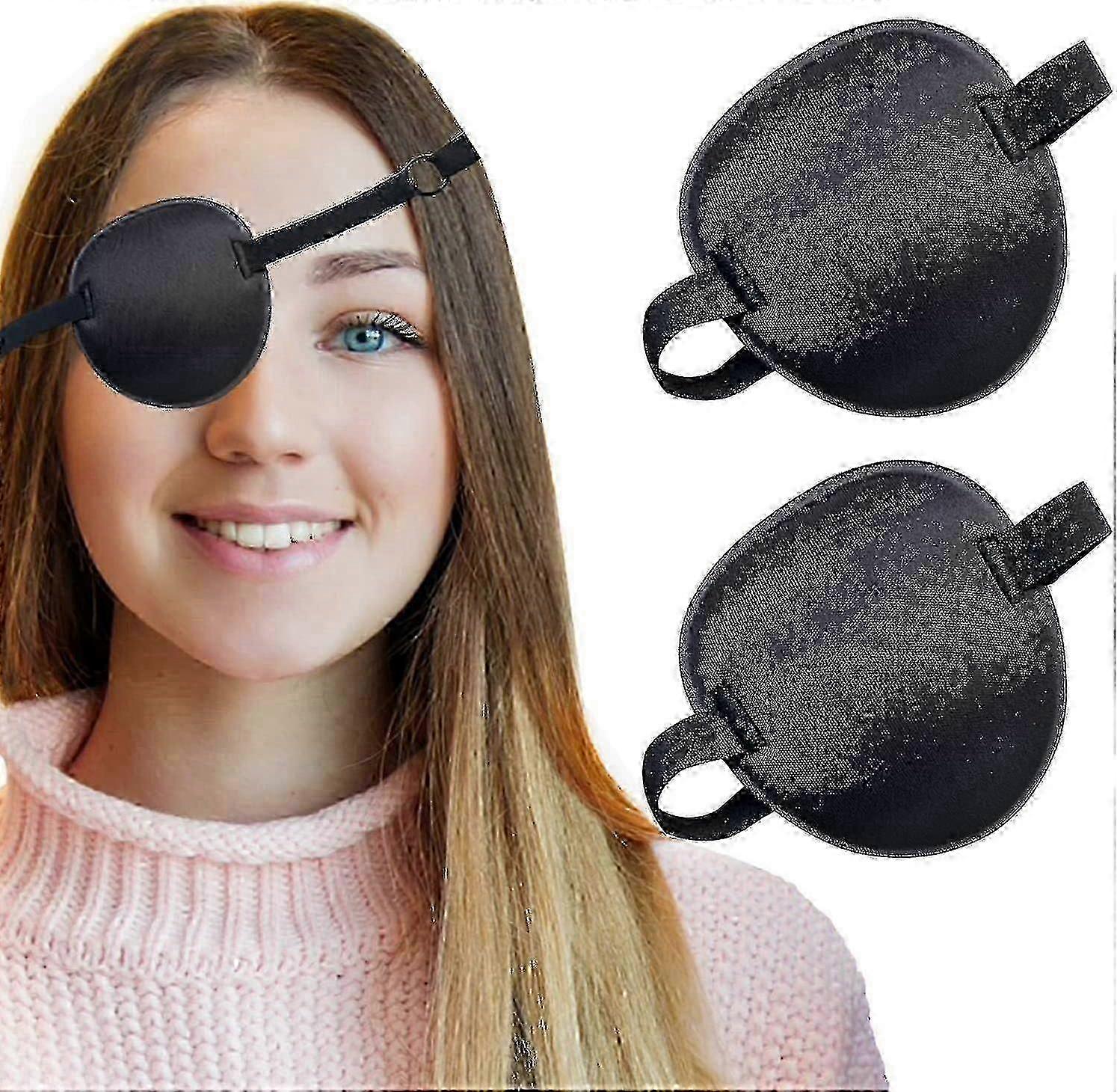 2 Pack Soft Adjustable Amblyopia Eye Patch for Left or Right Eyes - Rose Red
