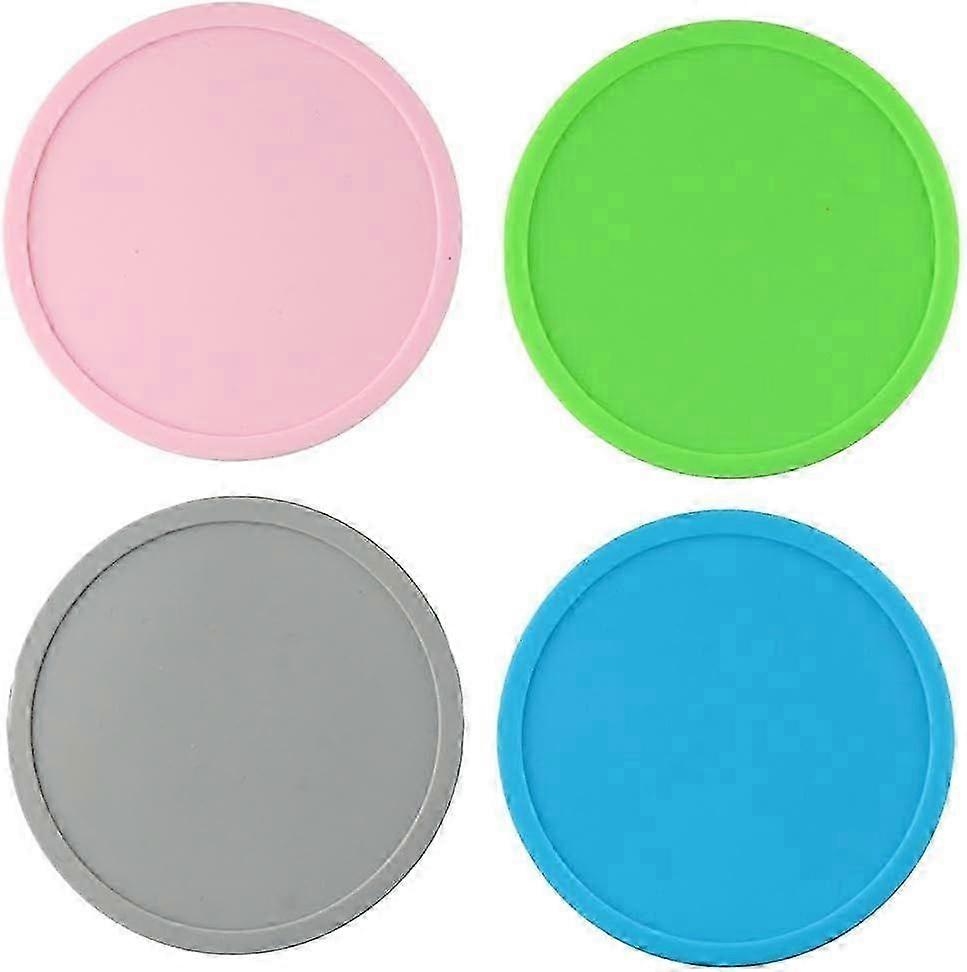 4-Pack Round Silicone Drink Coasters, Thin Coffee Cup Mats
