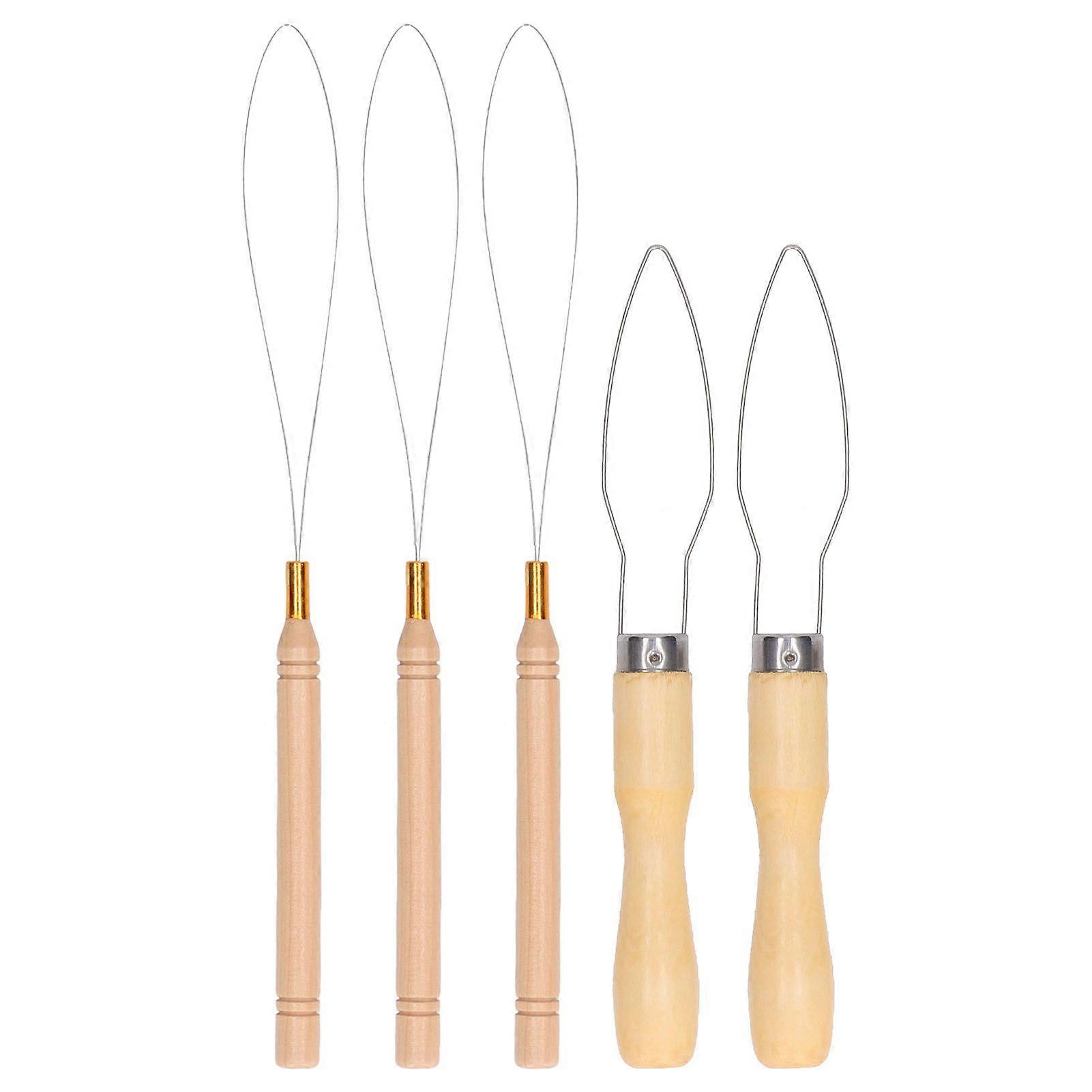 2025 Cel mai recent model 5Pcs Lemn Hair Extension Loop Needle Threader Wire
