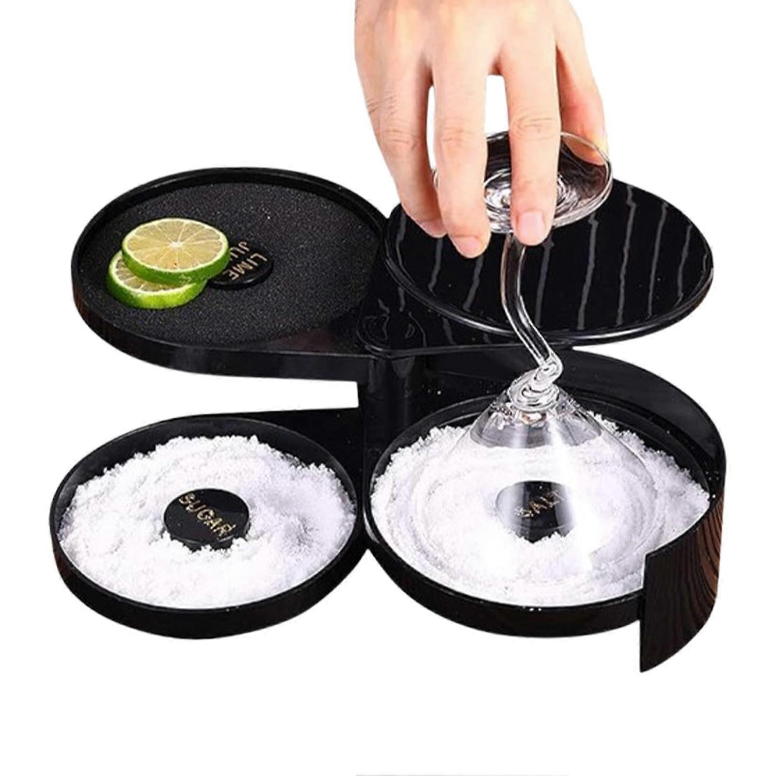 Bar Salt and Sugar Shaker Set, 3 Tier Margarita Salt Bowl, Cocktail Rim Tools for Bartenders, Efficient Drink Prep