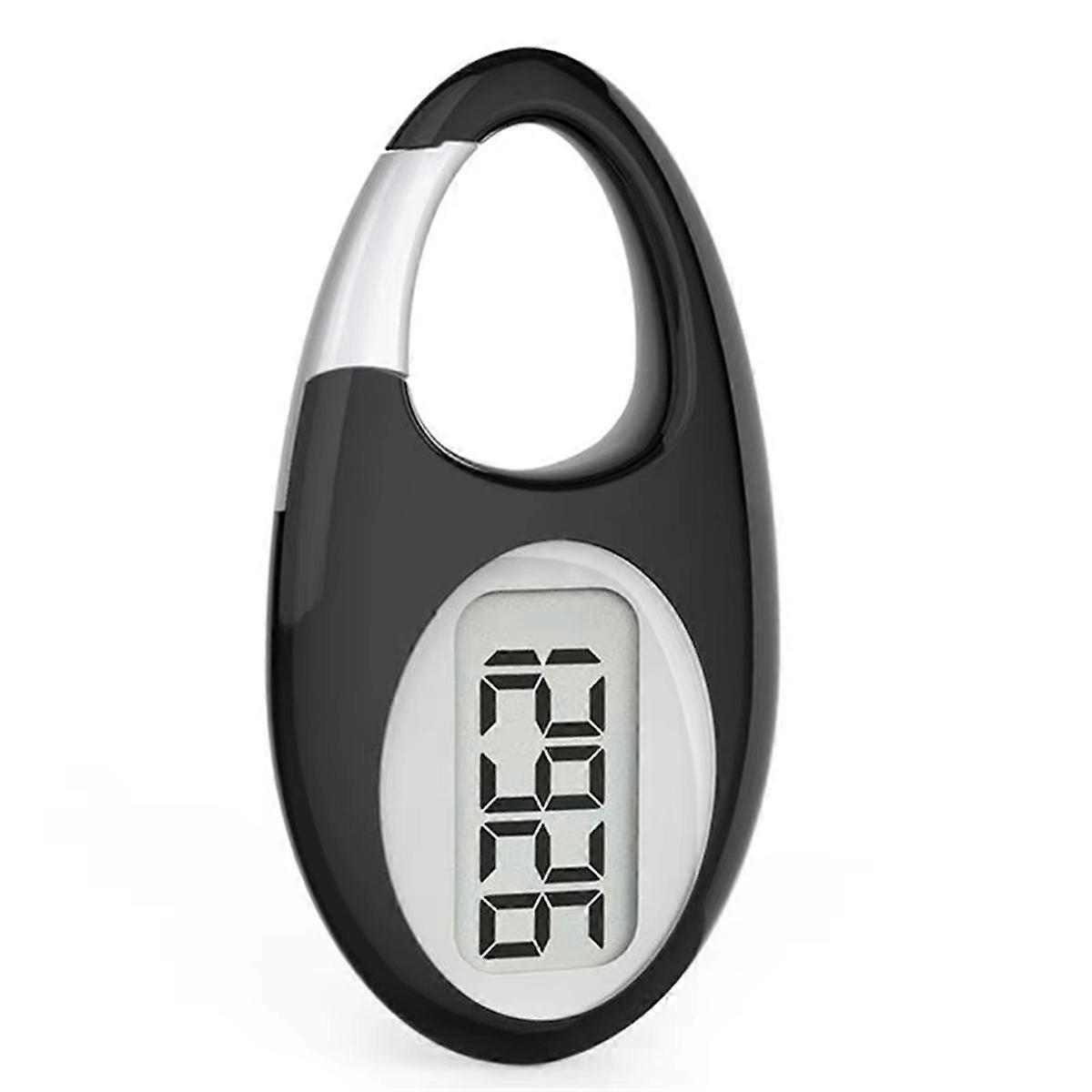 Mini Digital Pedometer 3D Walking Step Counter for Outdoor Sports Running Kids Men Women Walking Tracker Black & Silver