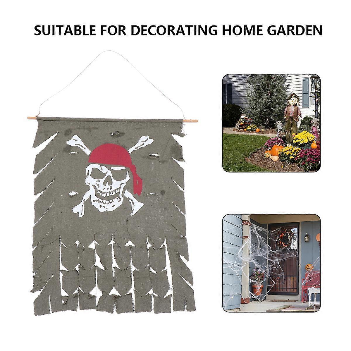 Halloween Pirate Banner Festive Atmosphere Creation Grey Polyester 1Pc