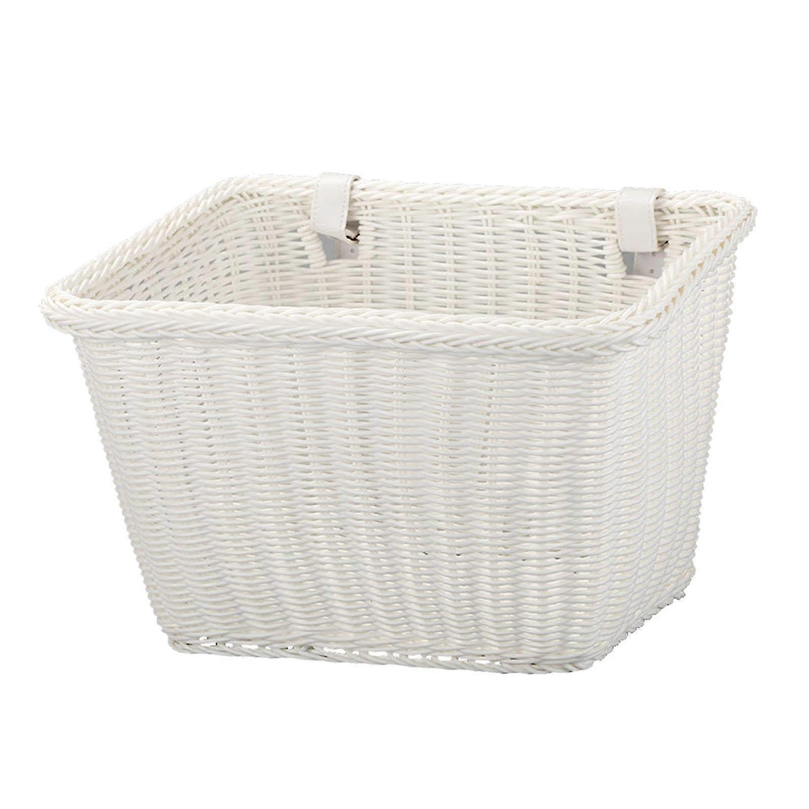 Bicycle Basket, Waterproof Woven Handlebar Basket for Tricycles, White with 2 Adjustable Straps, 12L Capacity
