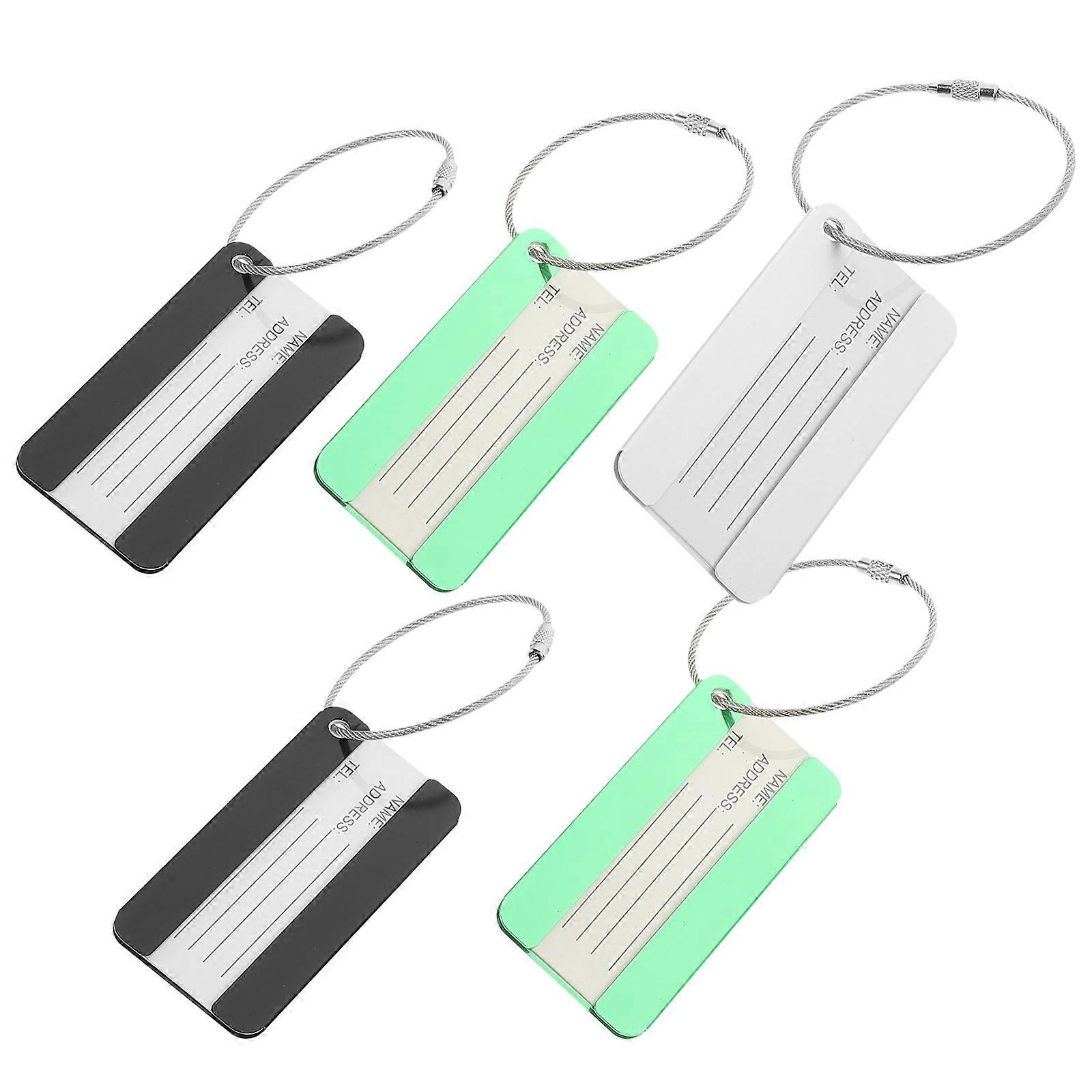 Luggage Tag Set Aluminum Alloy Travel Baggage Name and Address Writing Bright Luggage Tags 5Set