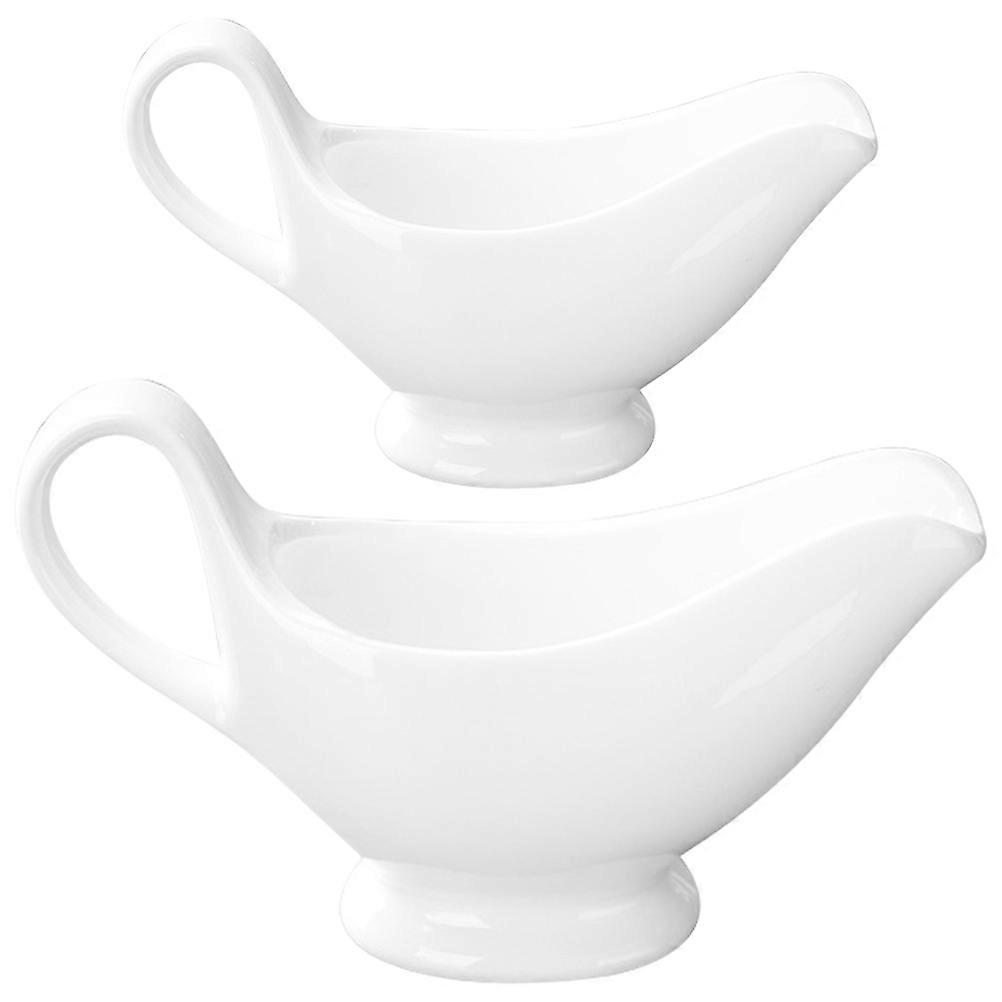 China Sauce Boats Ceramic Gravy Boat Jug Simple Structure Picnics 2Pcs
