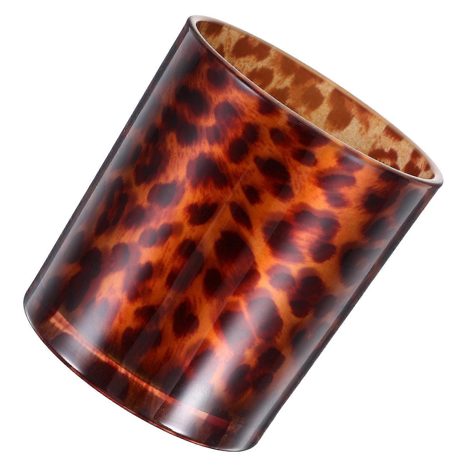 Candle Support Leopard Print Glass Container for Indoor Use 9x8cm 1Pack