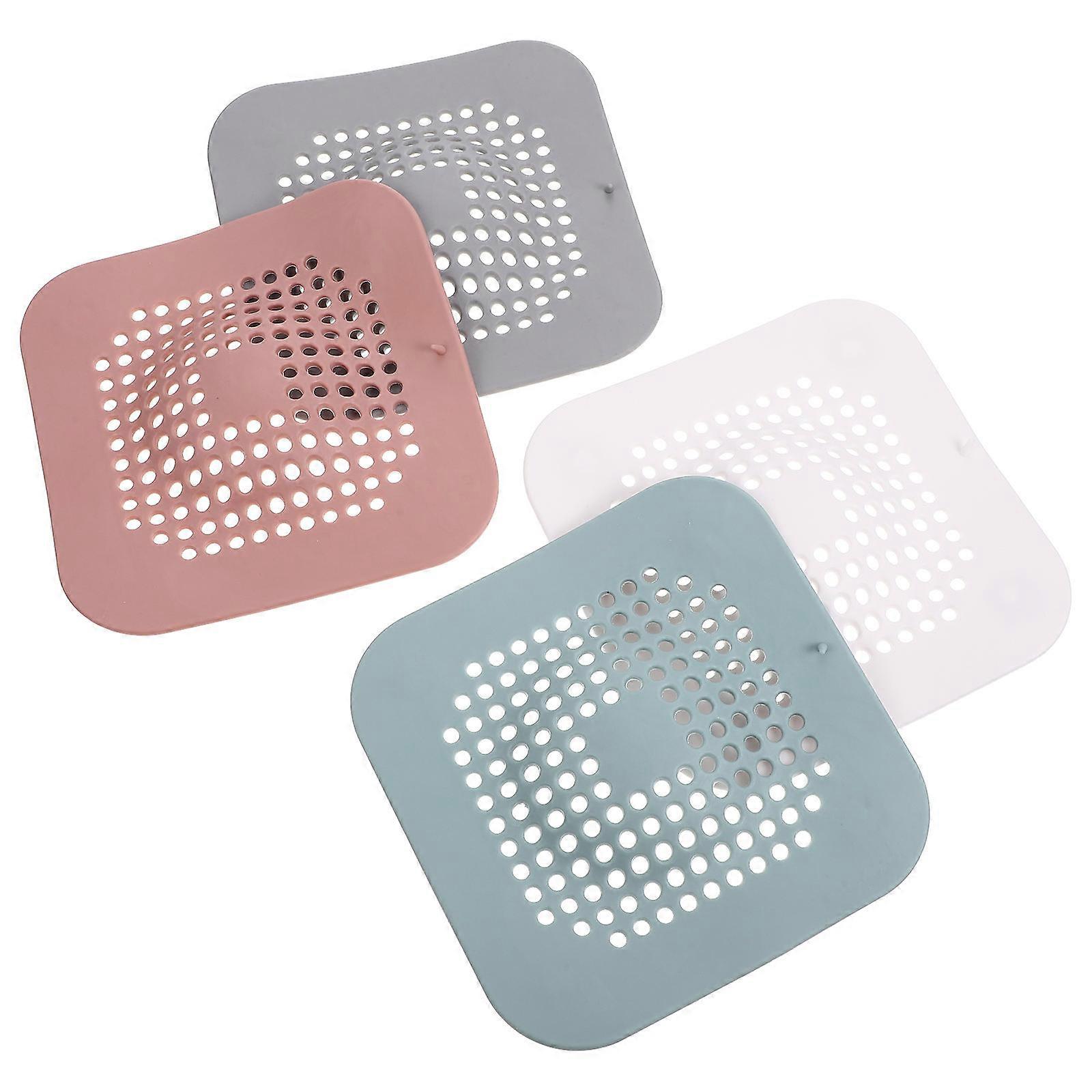 Drain Food Catcher Kitchen Sink 4Pcs Tpr Floor Drain Cover Prevent Blockage Blue