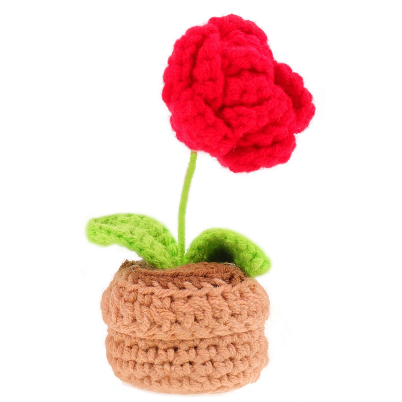 Artificial Flowers Party Decoration Crochet Artificial Flowers Birthday Red 11X4.5cm DIY Design 1Set