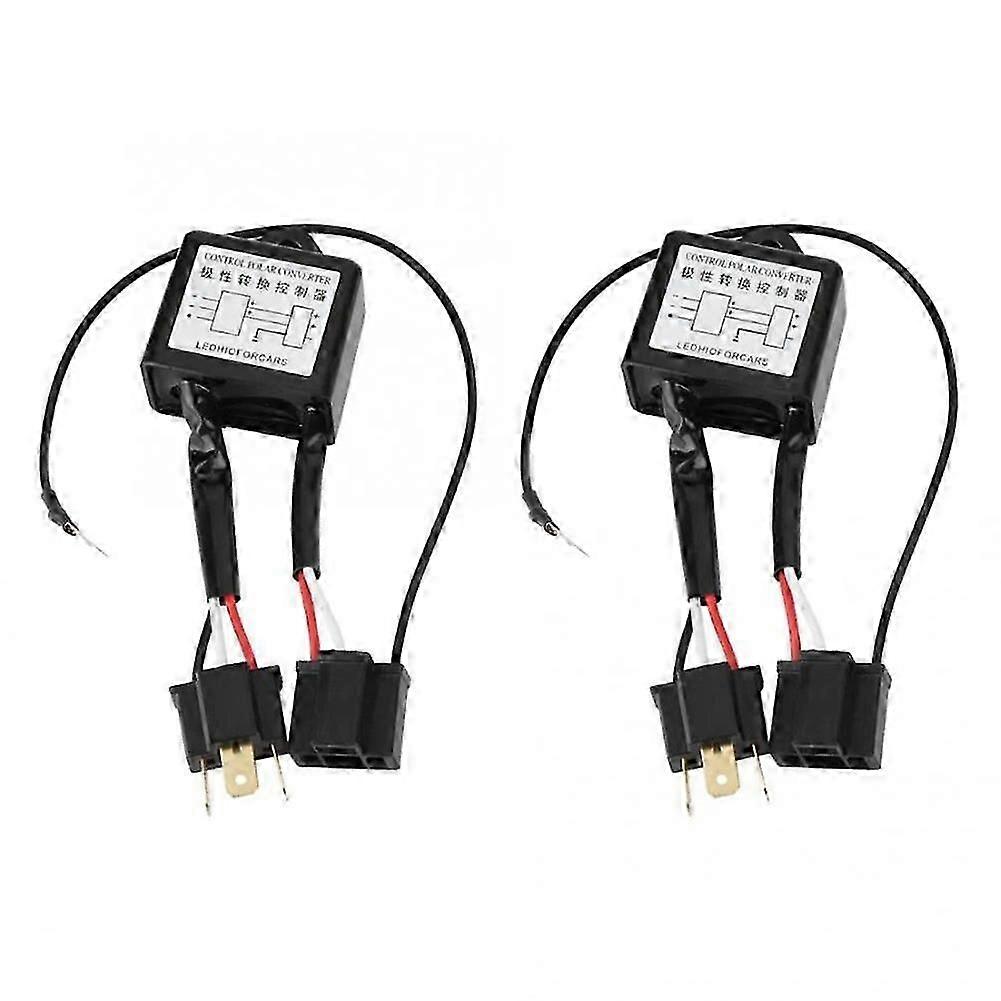 2pcs LED Negativkonverter Polar Inverter Negativschalter Kabelbaum Adapter umgekehrte Polarität H4 Scheinwerfer Xenon-Lampe Licht Schwarz