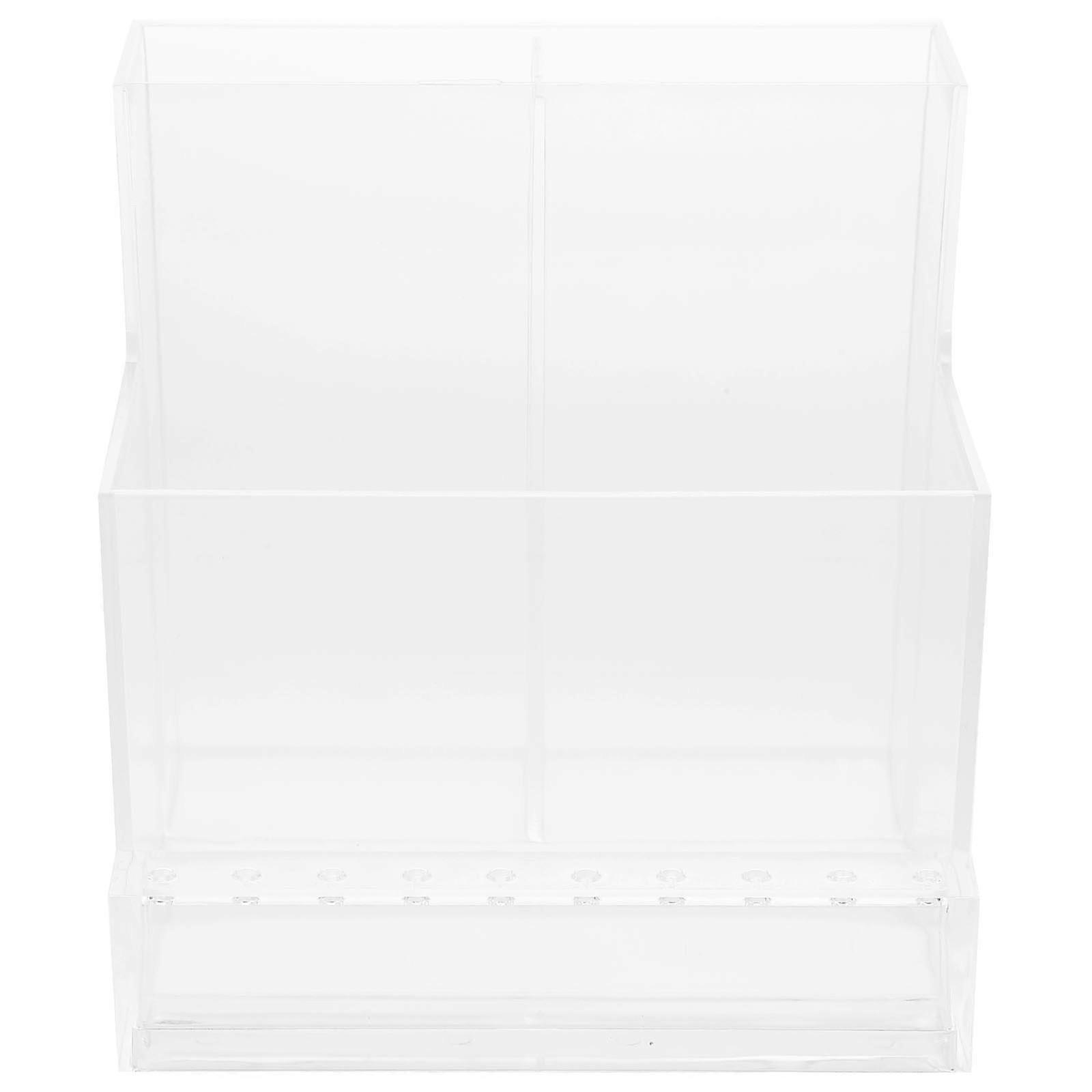 Nail Drill Container Organizer For Manicure Tools Box Clear 10.3cm Height Square Shape Simple Structure 1Set