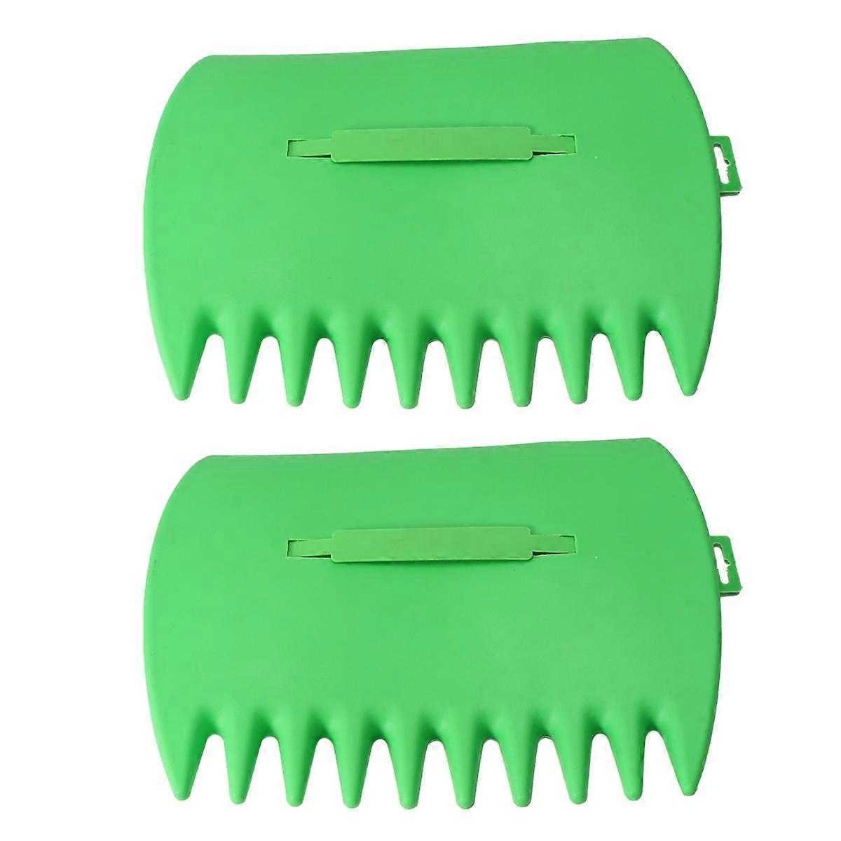 Spade for Leaves Cleaning Rake for Garden Outdoor Yard 2Pcs Green Plastic Clamping Tool
