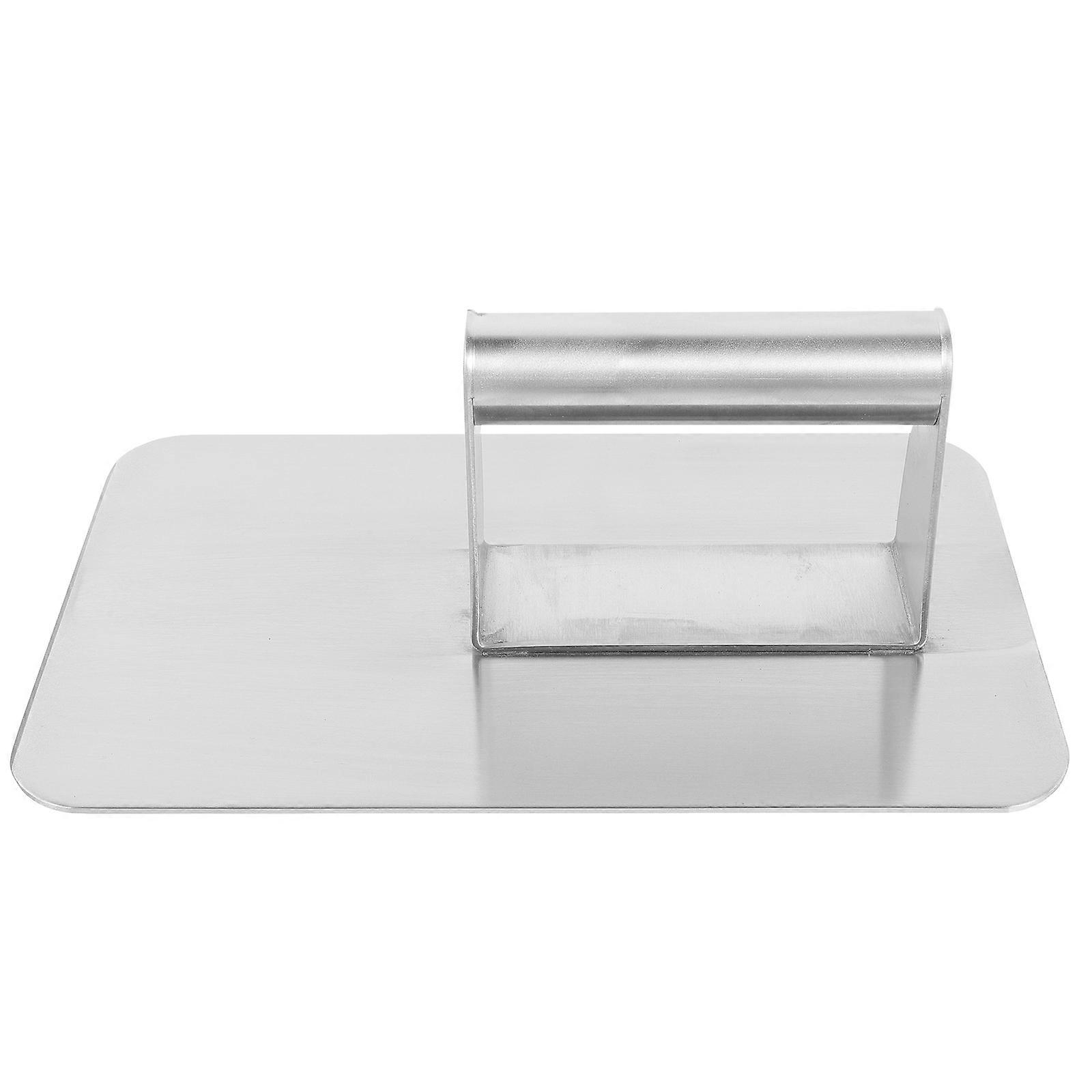 Presser Kitchen Tool Outdoor Bbq Home Cooking Silver Rectangular Professional Design 1Pcs