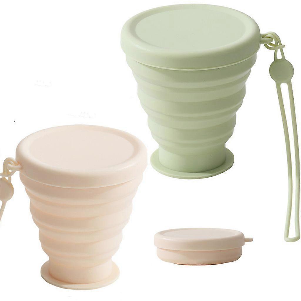 Collapsible cup, 2 silicone collapsible cups per pack, 200ml collapsible travel cup with lid, reusable, suitable for camping, outdoor