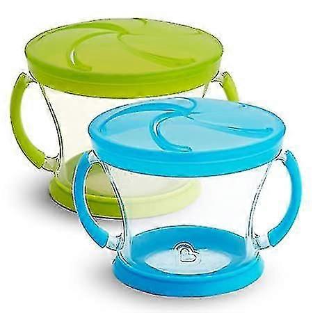 2-pack of blue and green leak-proof snack catchers