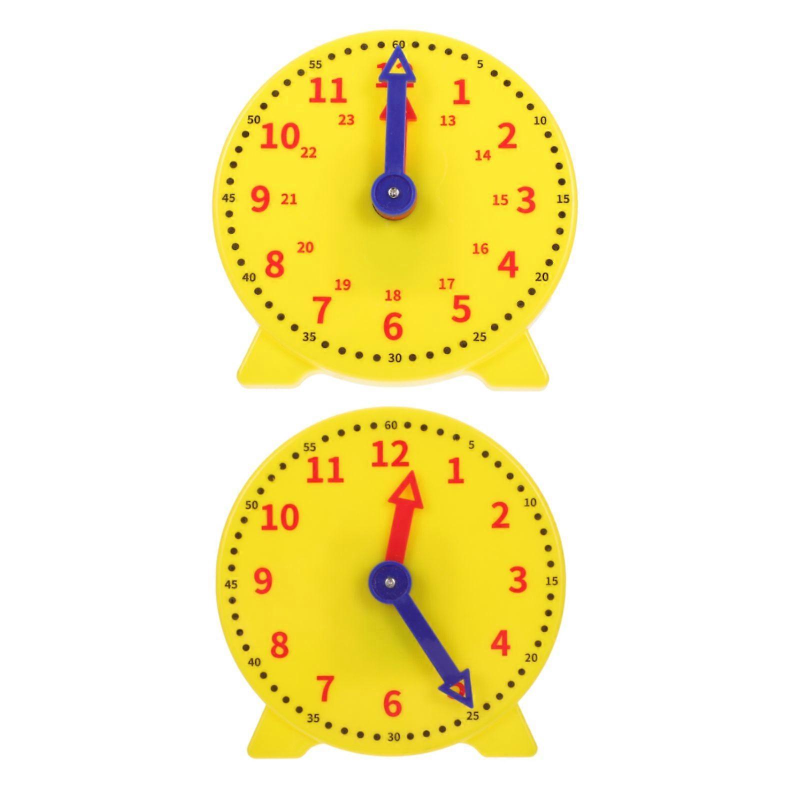 2pcs Teaching Clock Model Student Clock Model Learning Time Student Clock