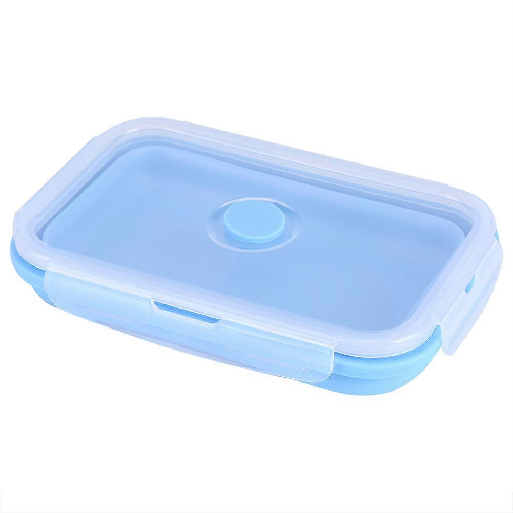 800ml Silicone Collapsible Lunch Box, Foldable Food Storage Container, Blue