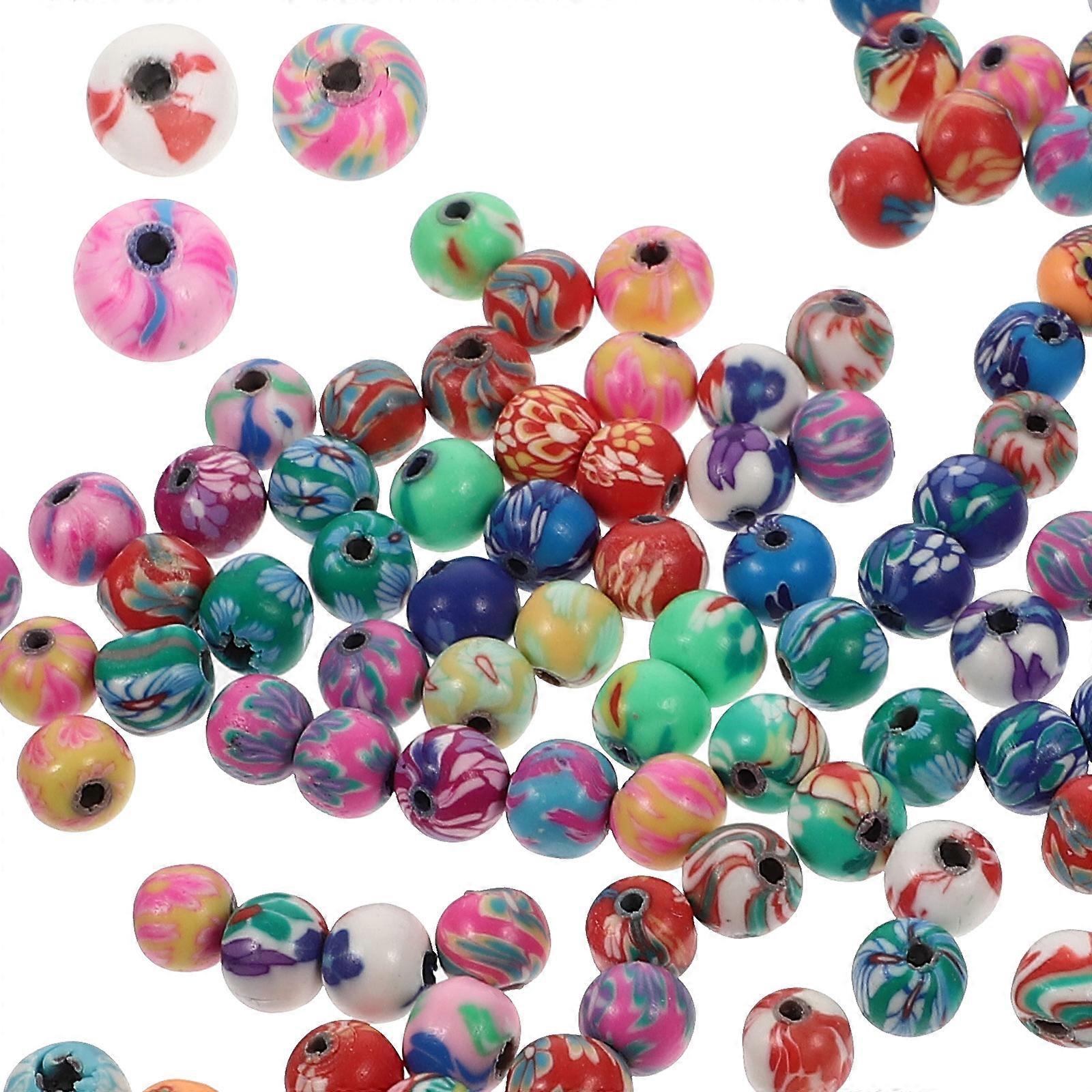 Crafting Beads Round Polymer Clay Beads Assorted Color 0.6X0.6cm Diy Jewelry Making 100Pcs