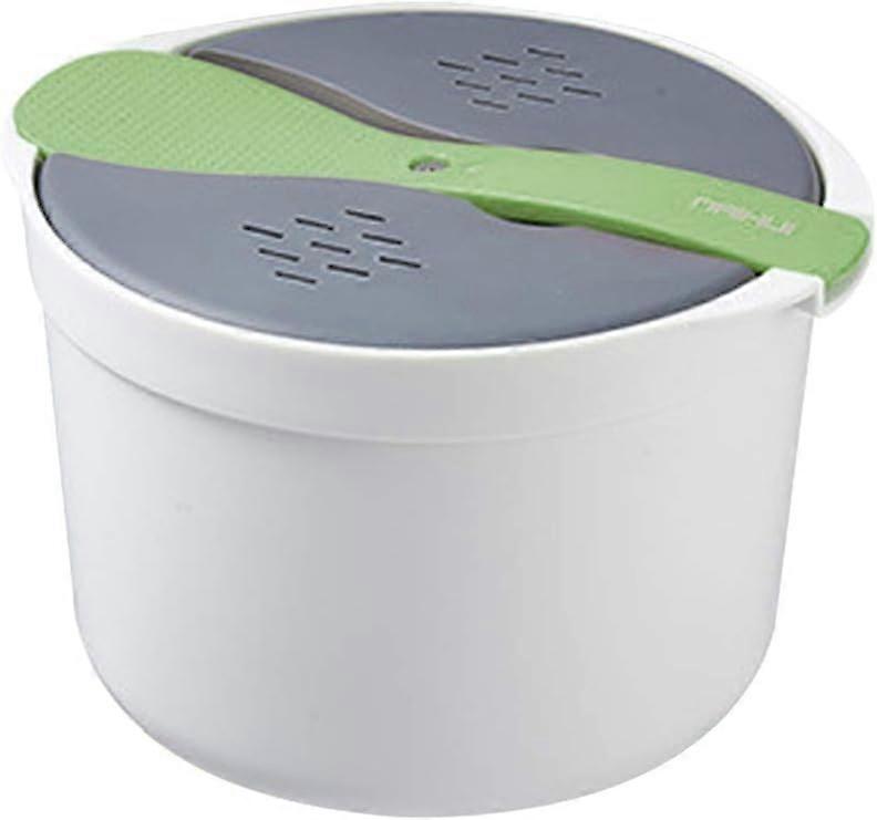Microwave Rice Cooker 2L Multifunctional Steamer with Filter Cover for Quick Cooking, 14.8 x 18.5 cm, Green