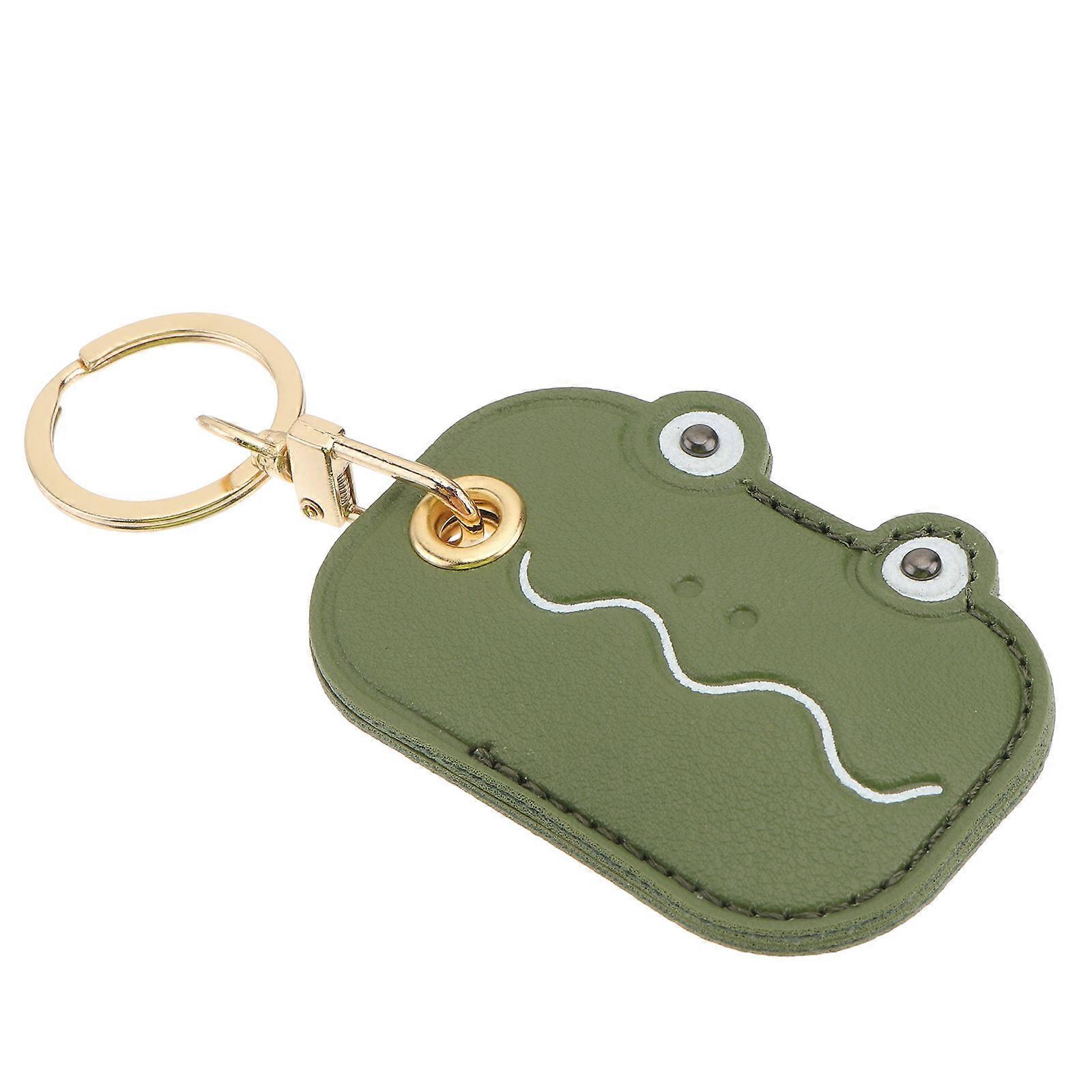 Stylish Keychain Bag Pendant Cartoon Access Control Leather Case Keychain Frog Shape Green 7X5.2CM Access Control Storage 1Pc
