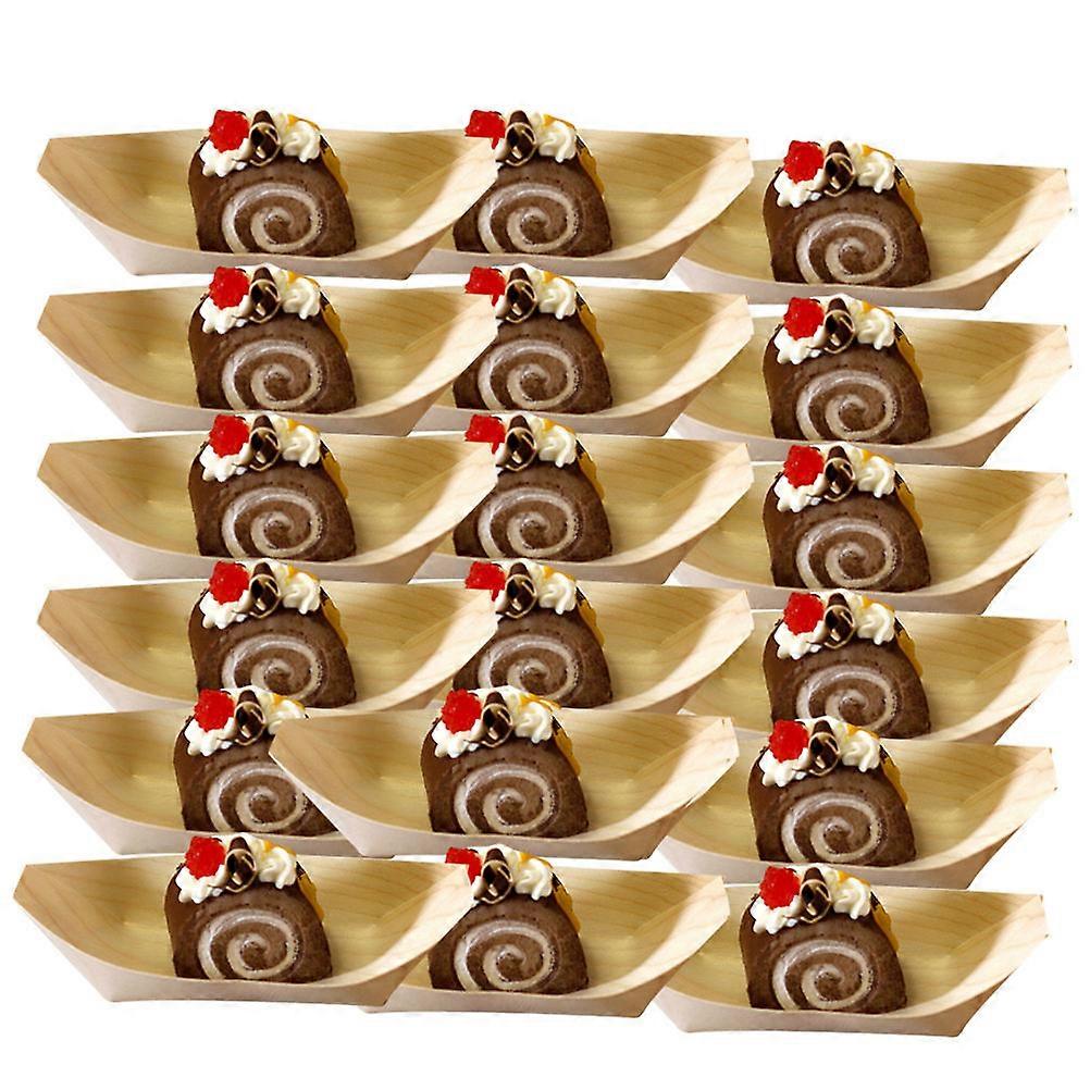 Boat Shaped Lunch Multi-Purpose Wood Veneer for Daily Dining Home Use Size 4 50Pcs