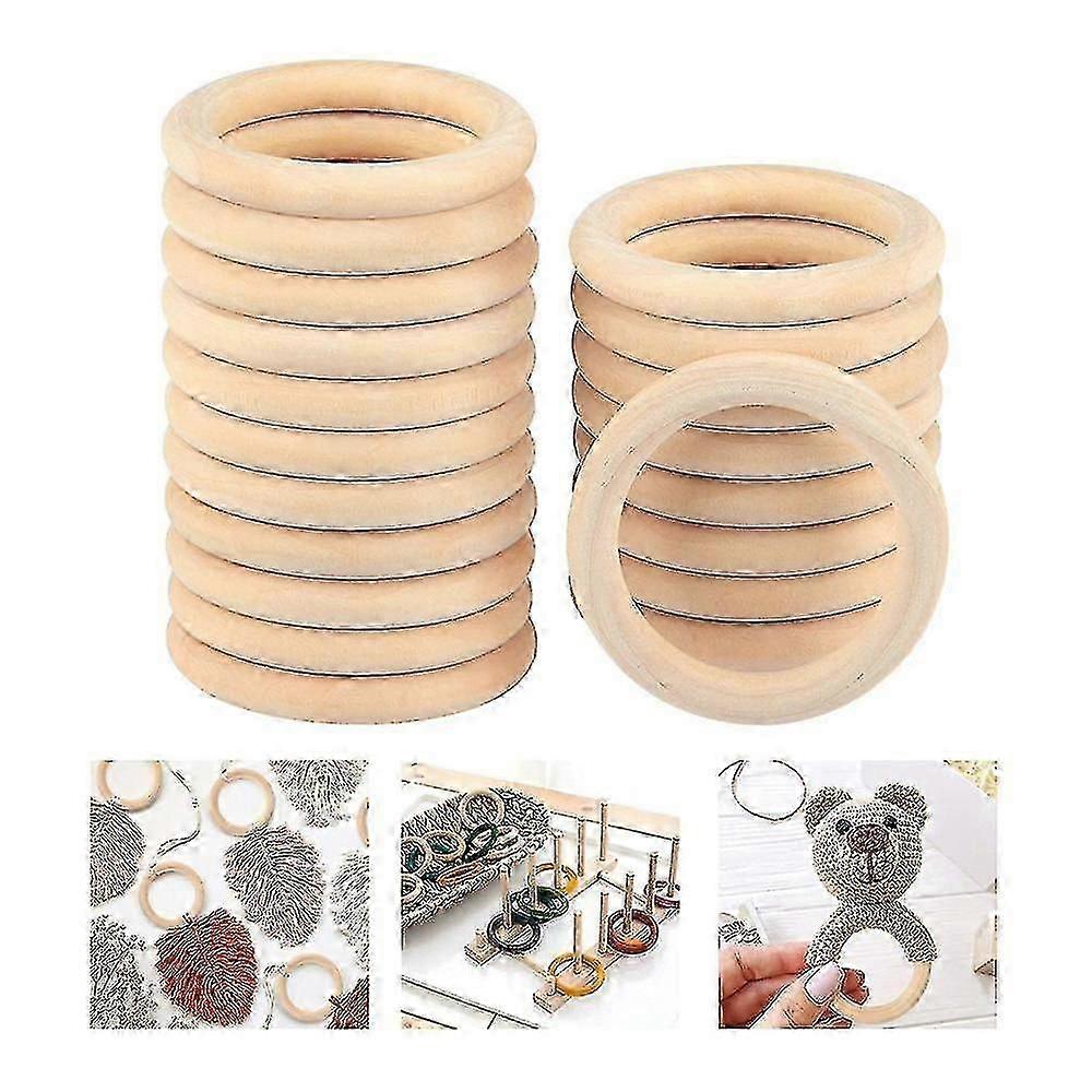 30pcs 70mm Wood Rings,wooden Ring Wood Circles For Diy Crafts, Macrame Plant Hanger,ornaments And J