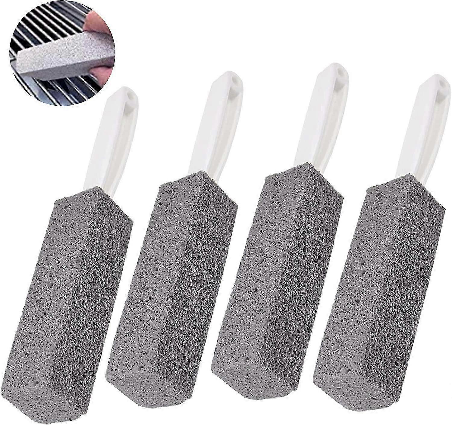 4Pcs Pumice Cleaning Stone with Handle Natural Pumice Stick Toilet Bowl Ring Remover and Hard Water Ring Remover