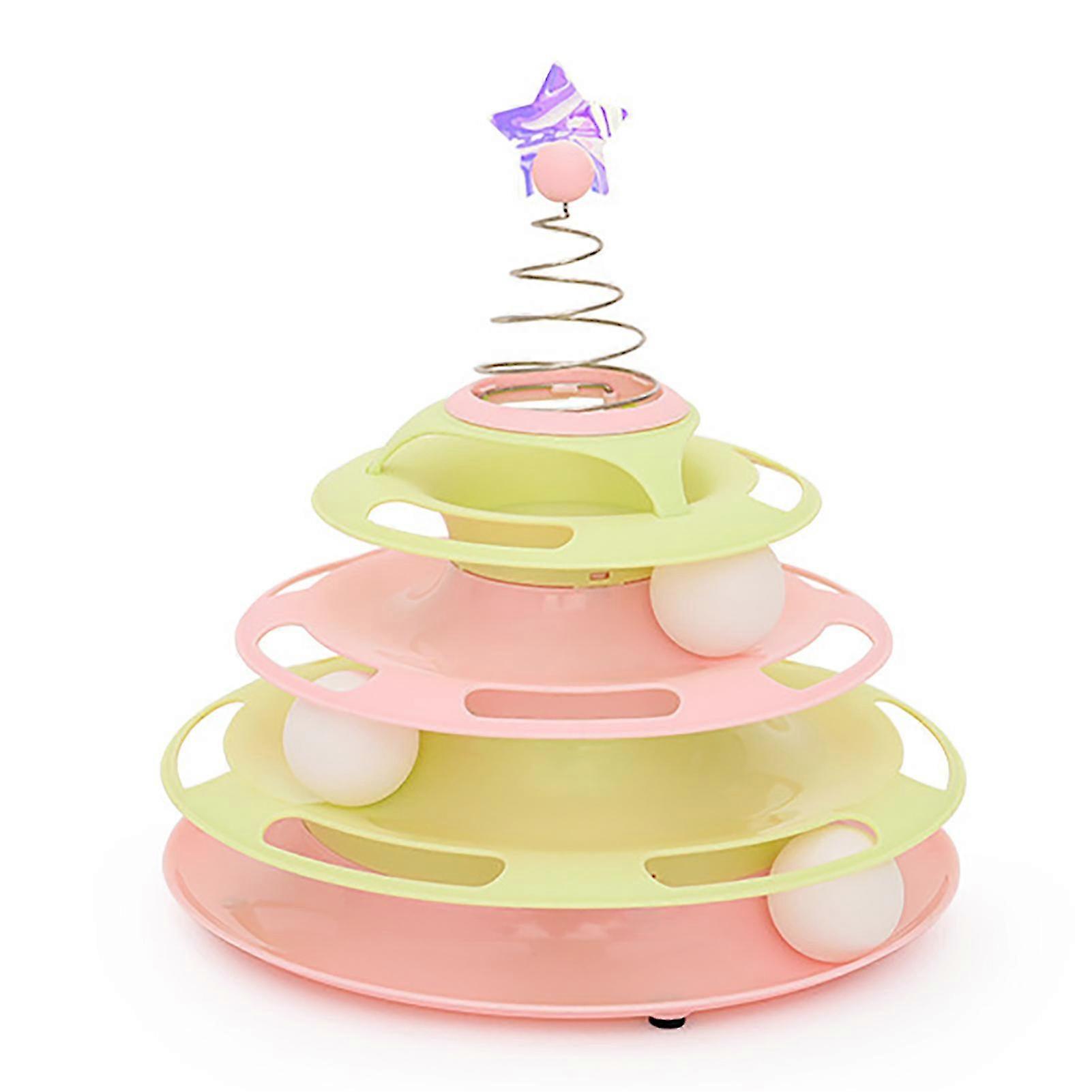 Interactive Turntable Track Toy for Batting, Chasing, and Swatting with Antislip Base and Easy to Clean Design