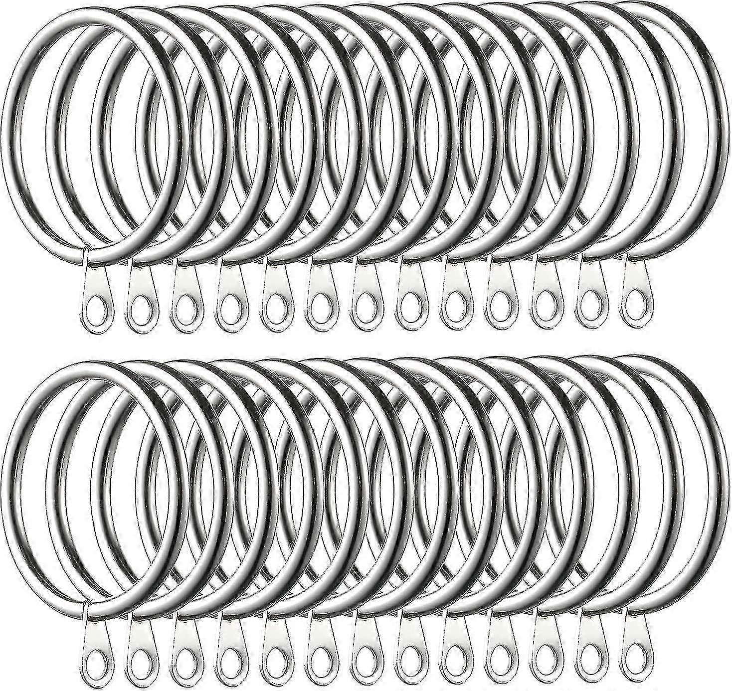 60 τεμάχια μεταλλικά δαχτυλίδια κουρτινών για κρεμαστές κουρτίνες και ράβδους, εσωτερική διάμετρος 38mm (ασημί) για κομψές επιδέσμους παραθύρων