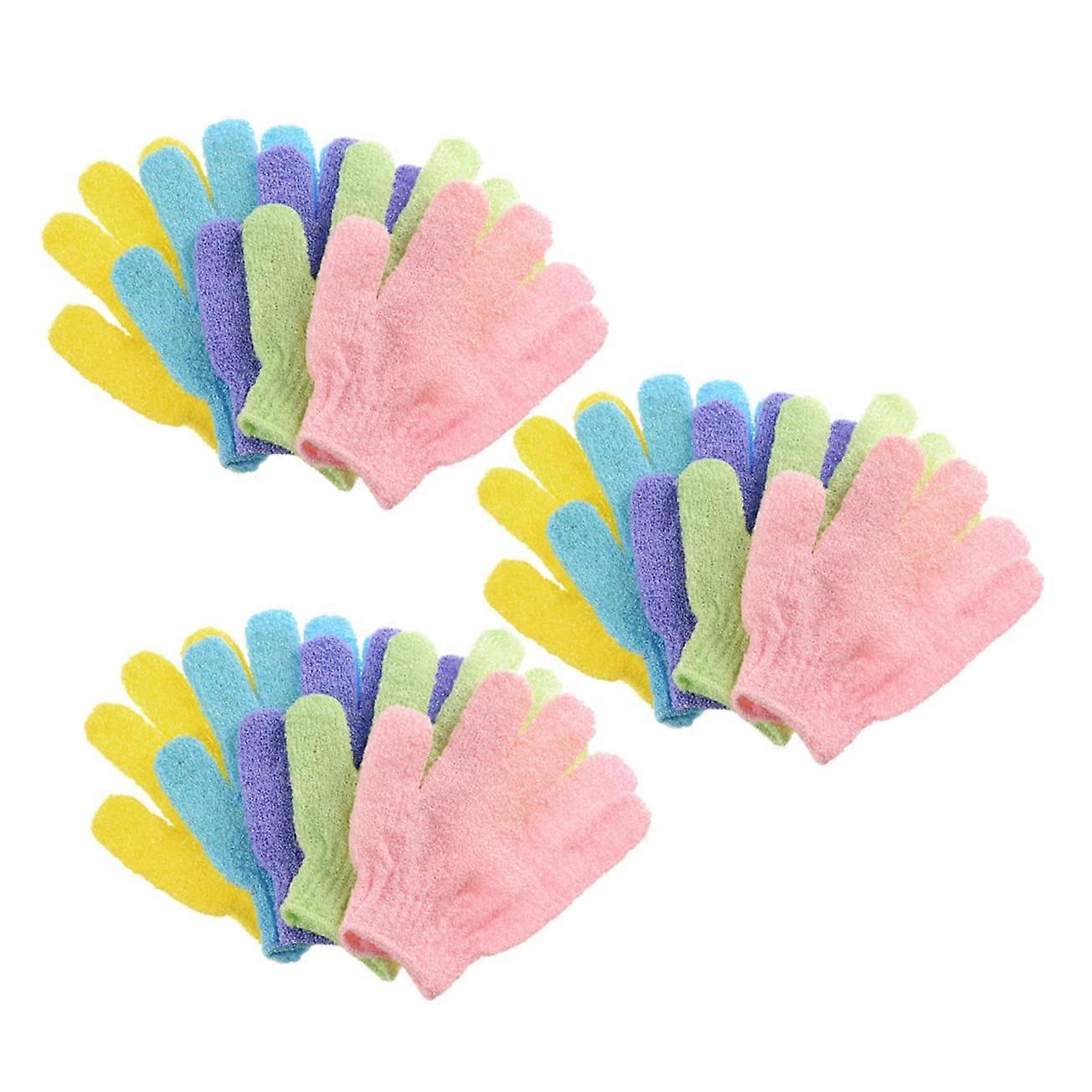Shower Gloves 15Piece Exfoliating Body Scrub Glove Set Finger Style Bath Towel Type Random Color
