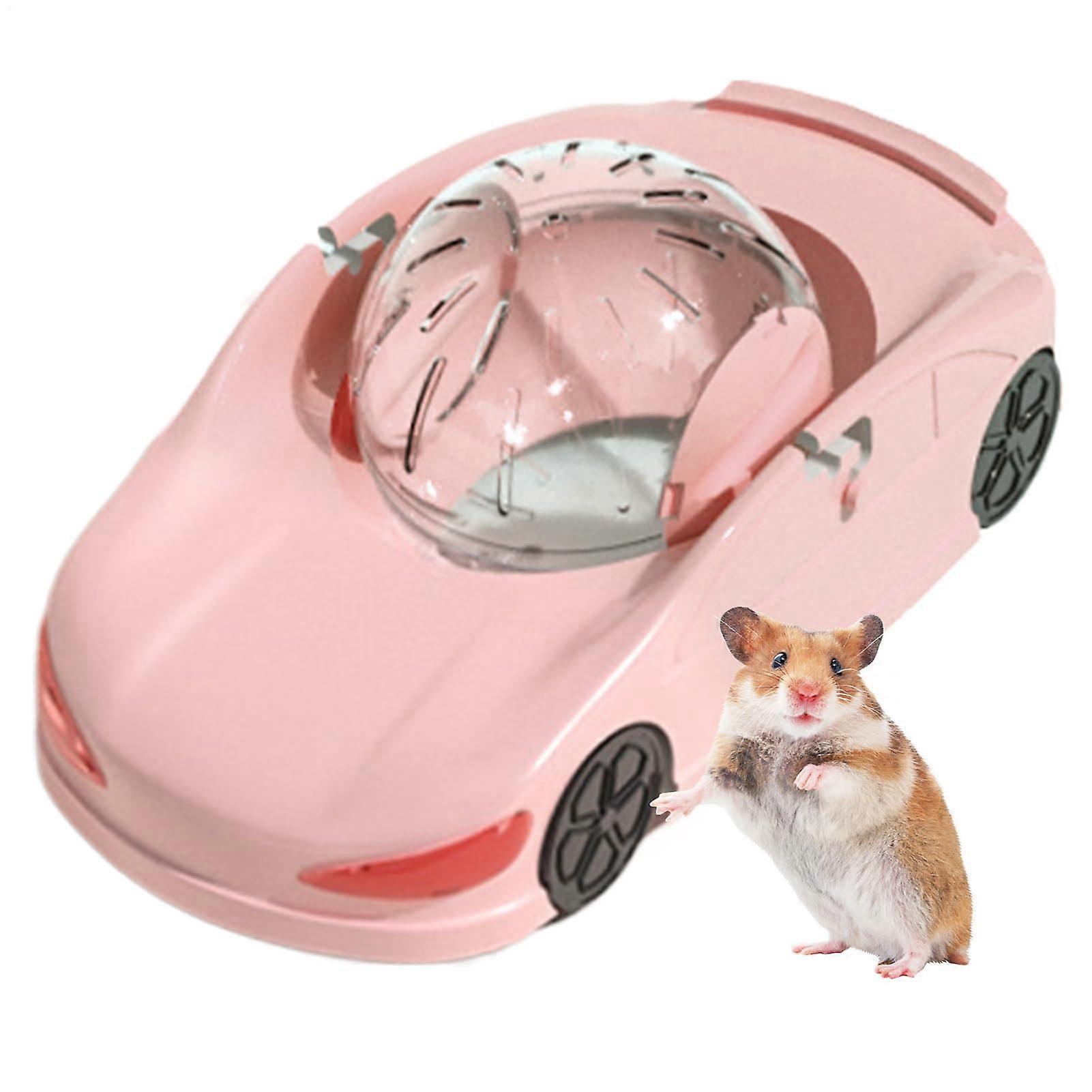 Hamster Running Ball Small Pet Toy Car Training Wheel Interactive Exercise Toy Durable Plastic Rolling Ball Safe Ventilated Design Pink