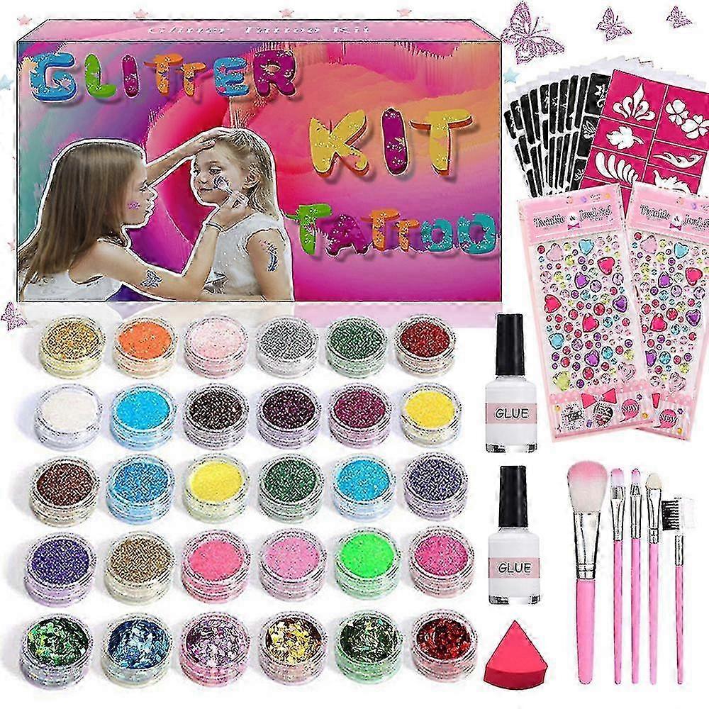 2025 30 Colors 153 Pattern Glitter Tattoo Set Shining Flash Diamond Face