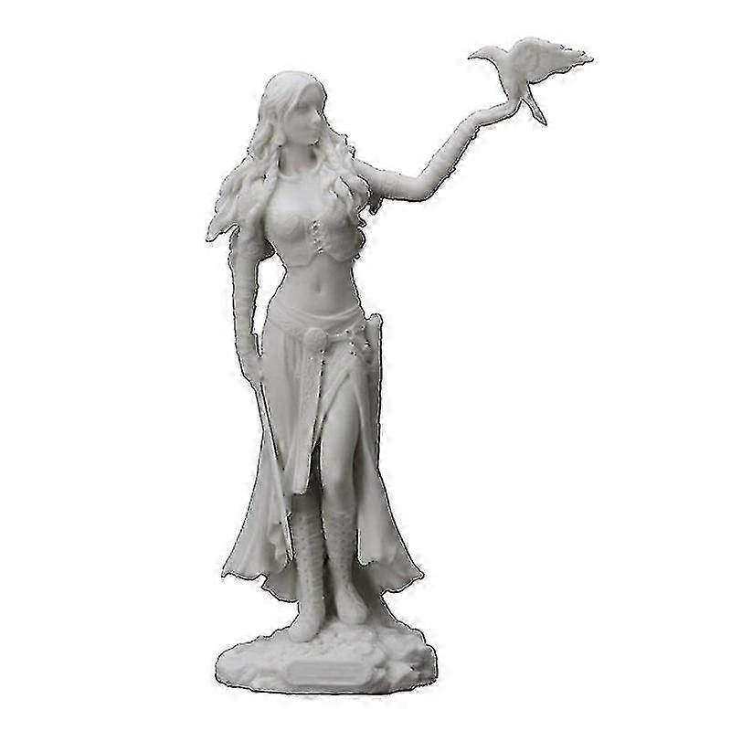 Resin Statue of Morrigan, The Celtic Goddess of Battle with Crow & Sword