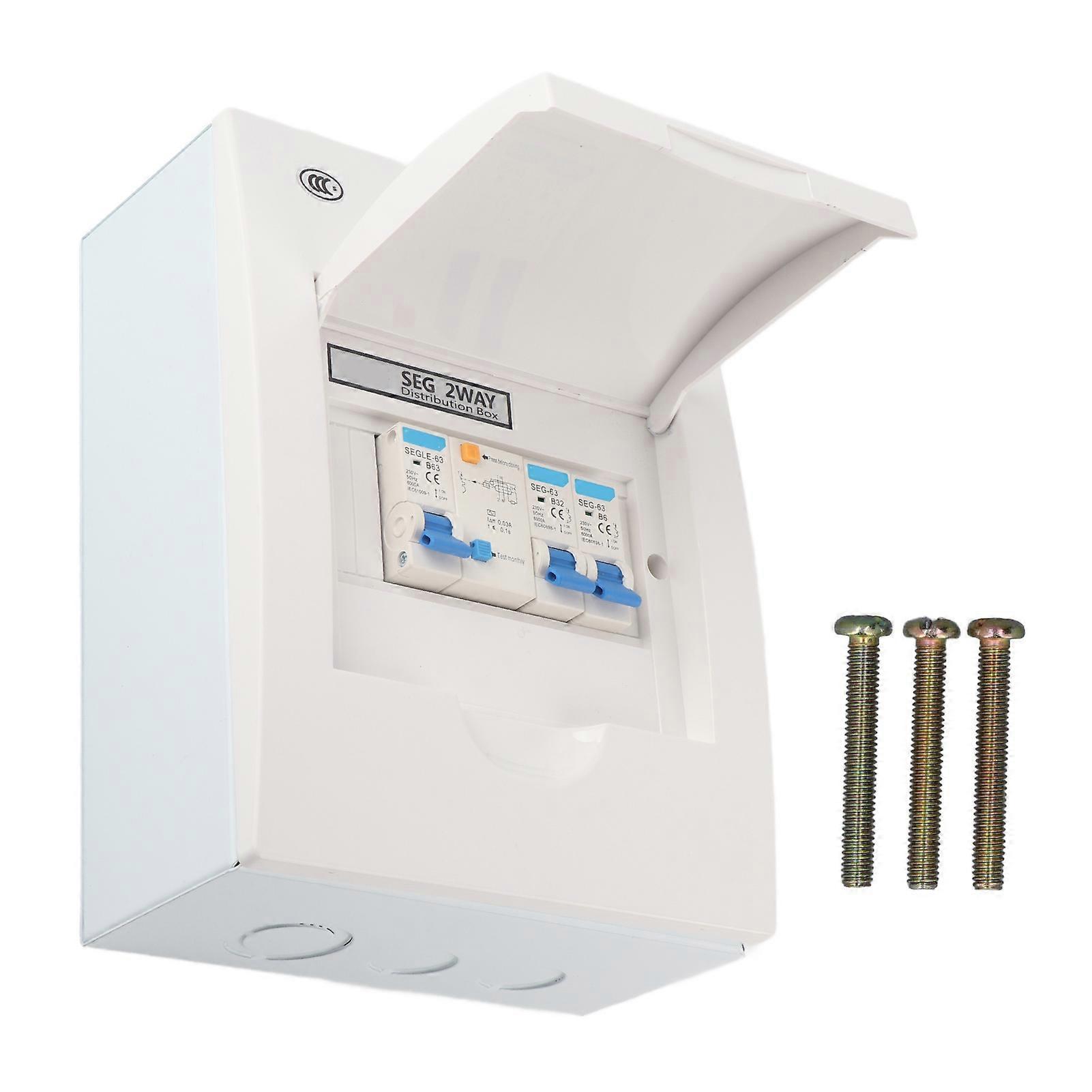 صندوق توزيع داخلي 2 MCB (B6A + B32A) RCD (63A 1P + N) 2 طريقة لنمط مصنع المرآب