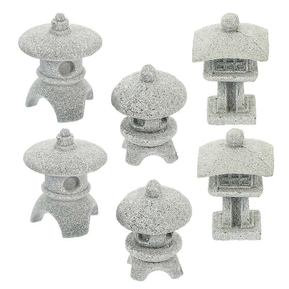 Tiny Landscape Decoration Bonsai Accessories Small Square Curved Lantern 6Pcs
