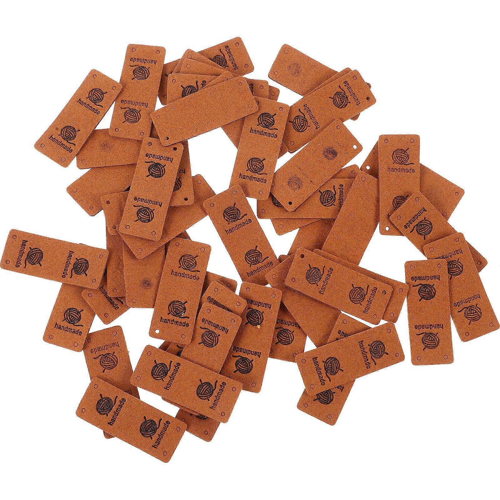 Sewing Labels For Handmade Items Leather Labels Rectangular Shape Vintage Style 50Pcs