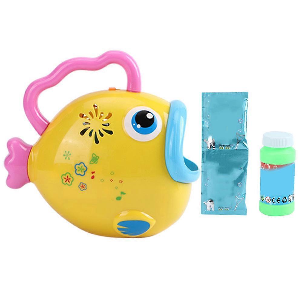 Full Automatic Cute Animal Shape Electric Blowing Toy Bubble Machine with Light Music(Yellow )
