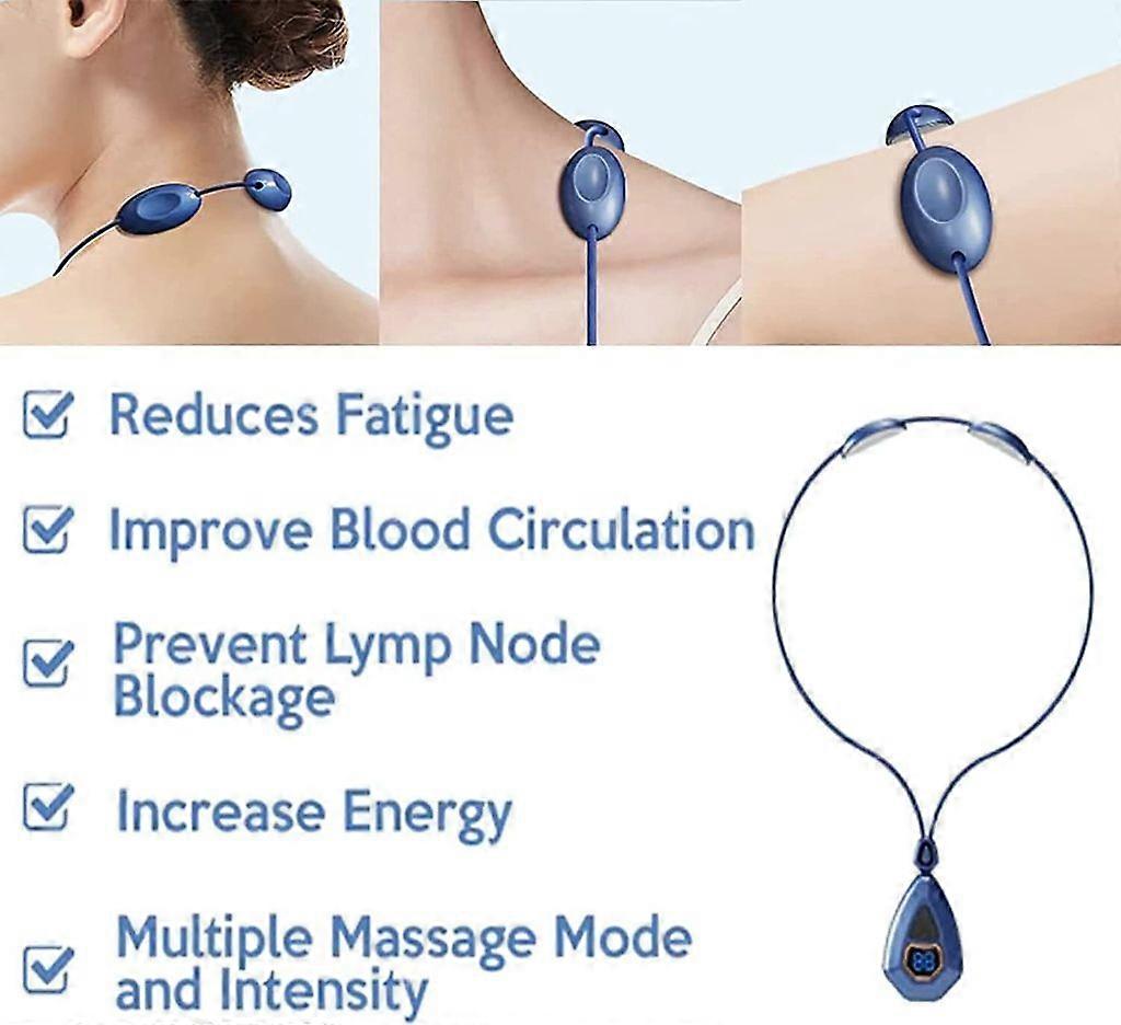 Electric Pulse Neck Lymphatic Massager: Heated, 5 Modes, 15 Speeds – Relieves Neck Pain
