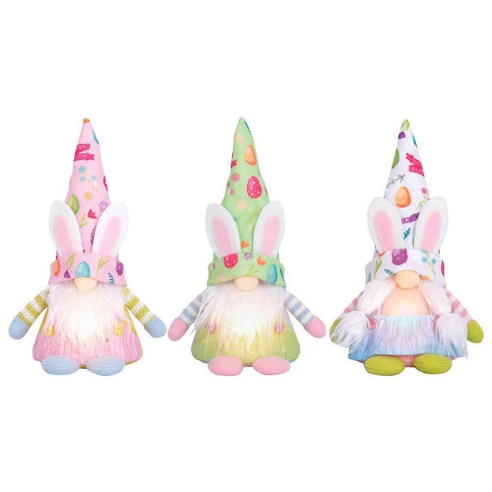 Easter Bunny Gnomes Glowing Appearance Daily Decor Cloth And Plastic 9.8×6.3×5.1in 3Pcs