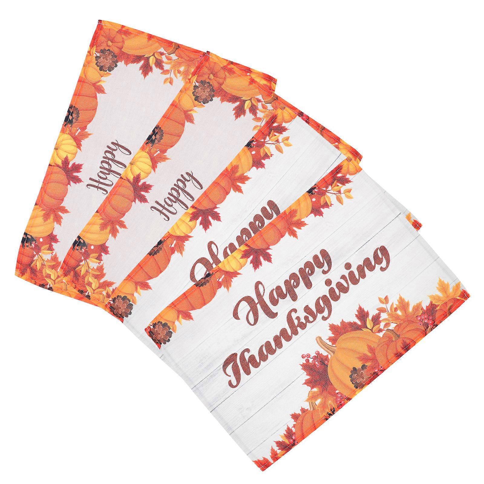 Thanksgiving Placemat Pumpkin Leaf Set for Home Use 4Pcs Table Mats