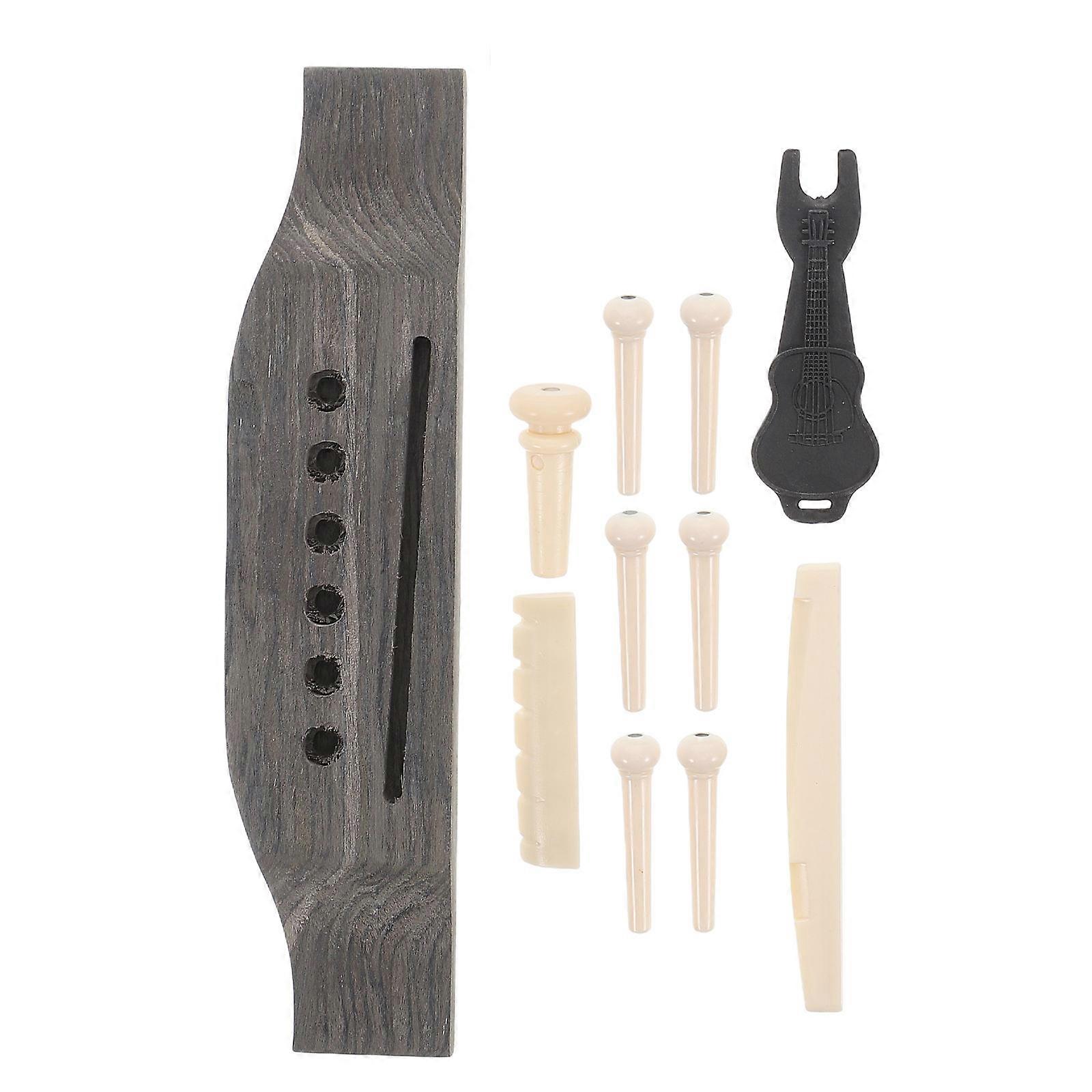 Wooden Guitar Bridge Pins Set with End Pin and Saddle Puller – Durable Solid Wood Acoustic Guitar Parts for Reliable Performance and Enhanced