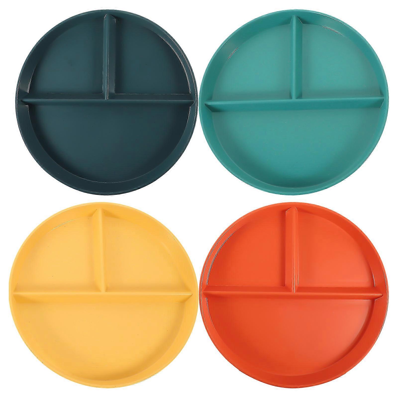 Sectional Plates Reusable Unbreakable Divided Plates Compartment Plates Elegant Yellow 4Pcs