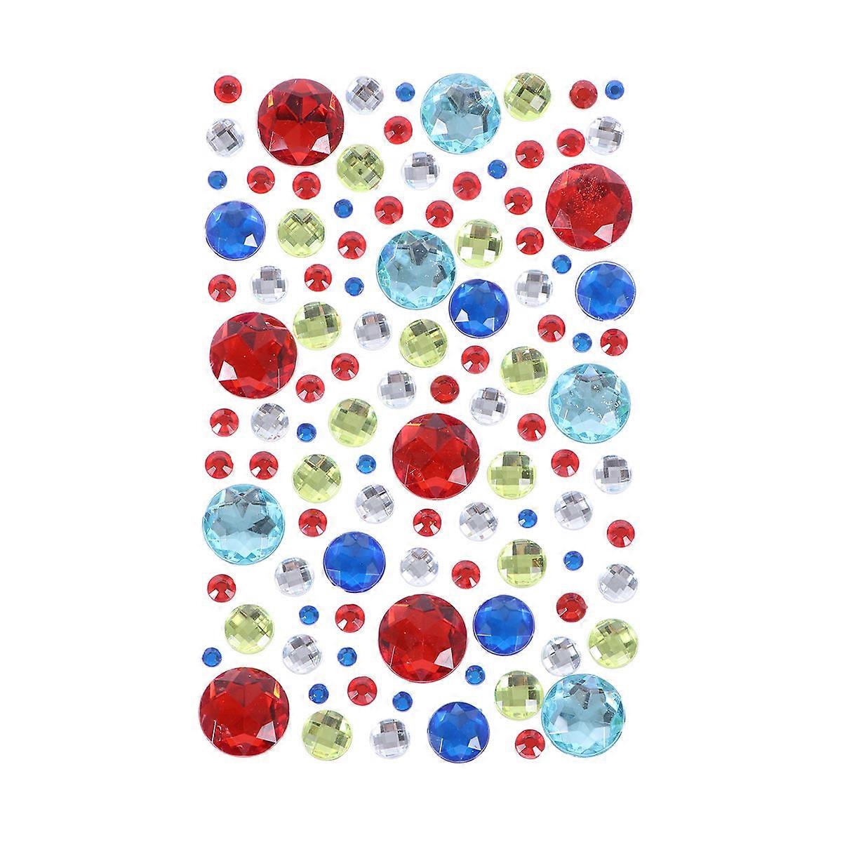 Shiny Crystal Stickers Acrylic Three-Dimensional Decorative Stickers Assorted Color 2x2cm Self Adhesive 6 Sheets