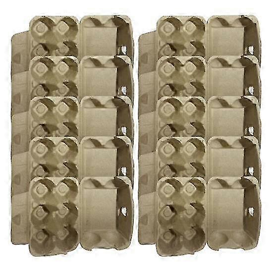 10-Pack Reusable Egg Cartons - Natural Cardboard Pulp Containers, Eco-Friendly Bulk Storage for 6 Eggs Each, Recyclable Design