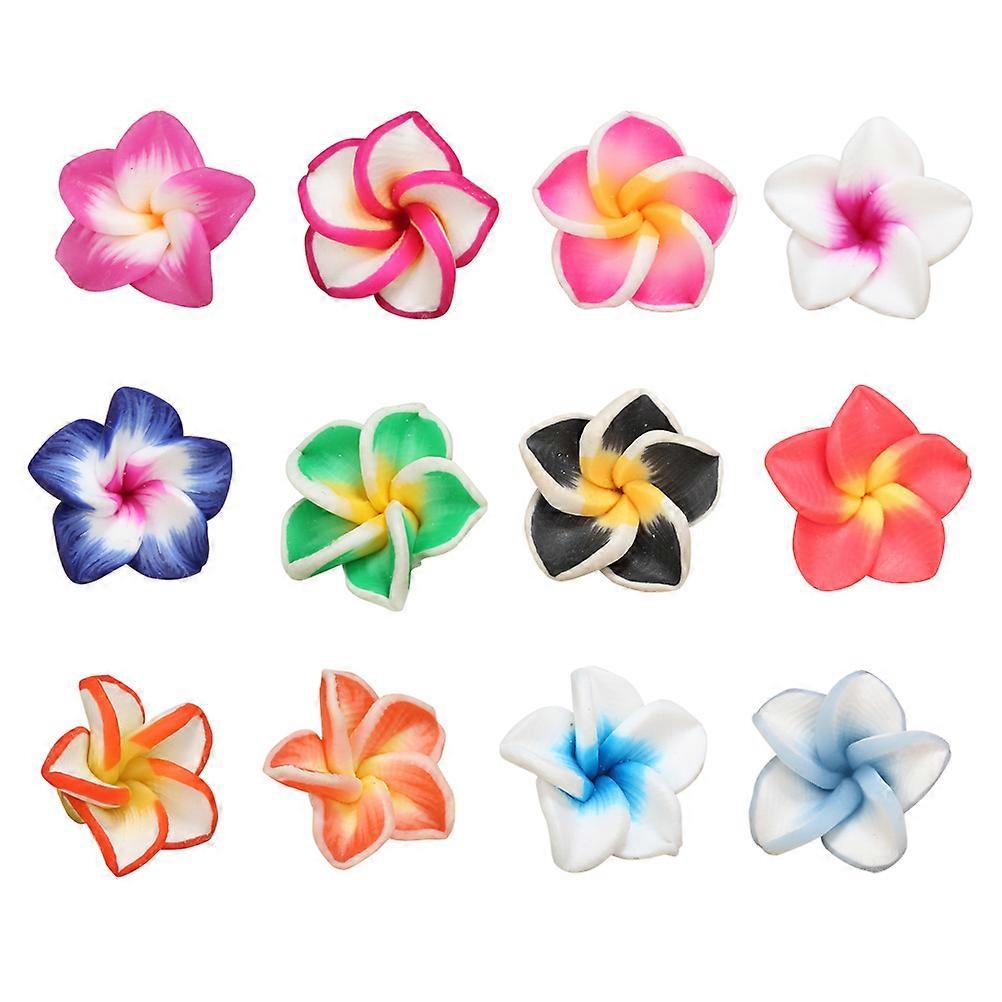 Hawaii Style Polymer Clay Flower Clips for Decoration Assorted Color 15mm 20 Pieces Highly Durable