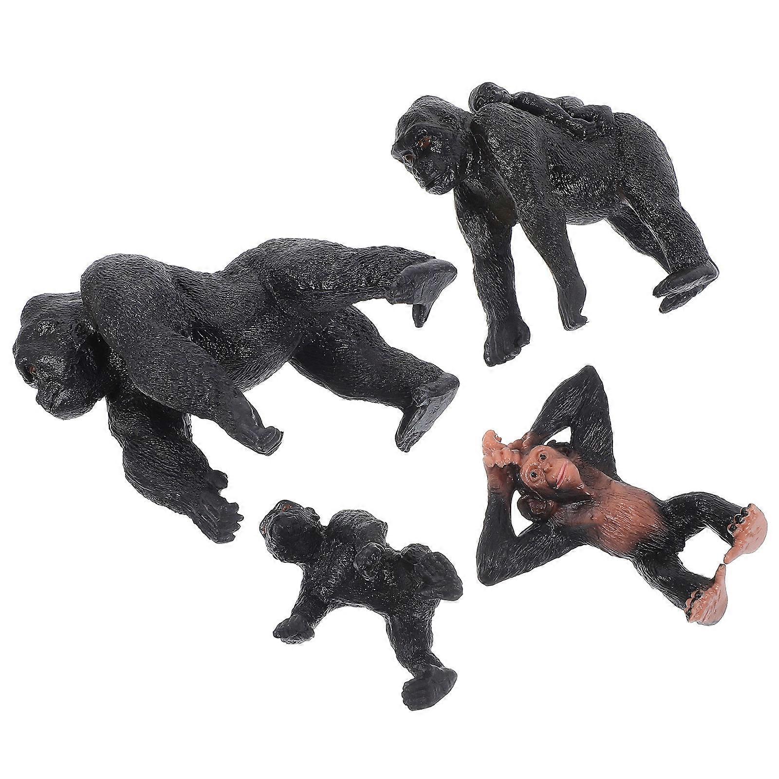 4pcs Realistic Chimpanzee Animal Models for Educational Forest Wildlife Desktop Decorations for Science Enthusiasts