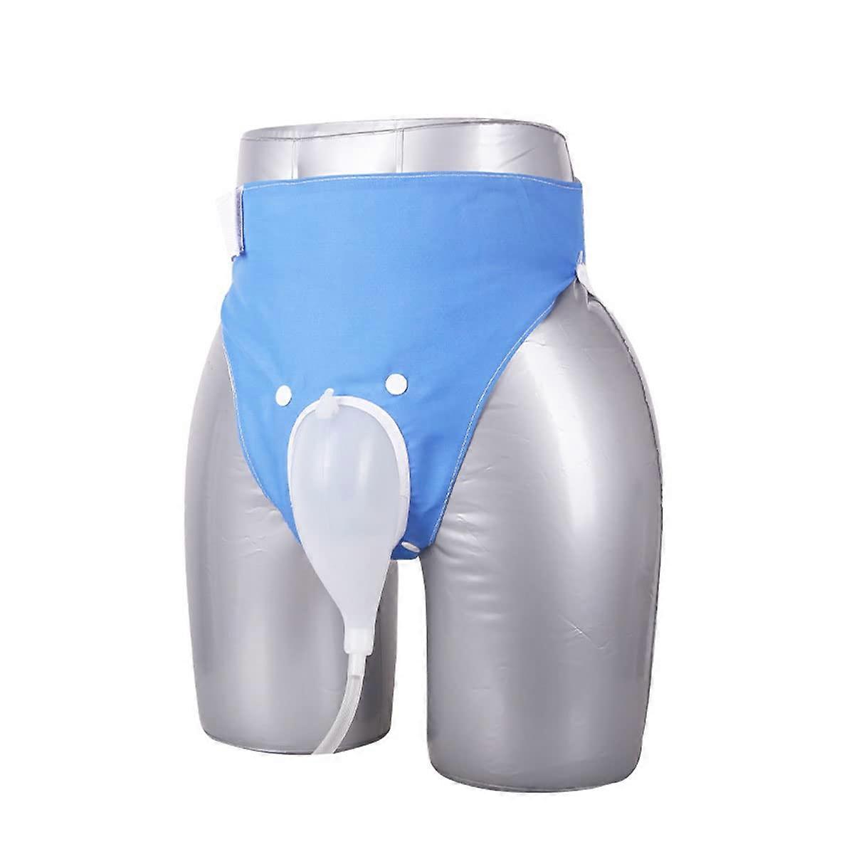 Men's Reusable Portable Silicone Urinal with Condom Catheter and 2 Urine Collection Pockets (Blue)
